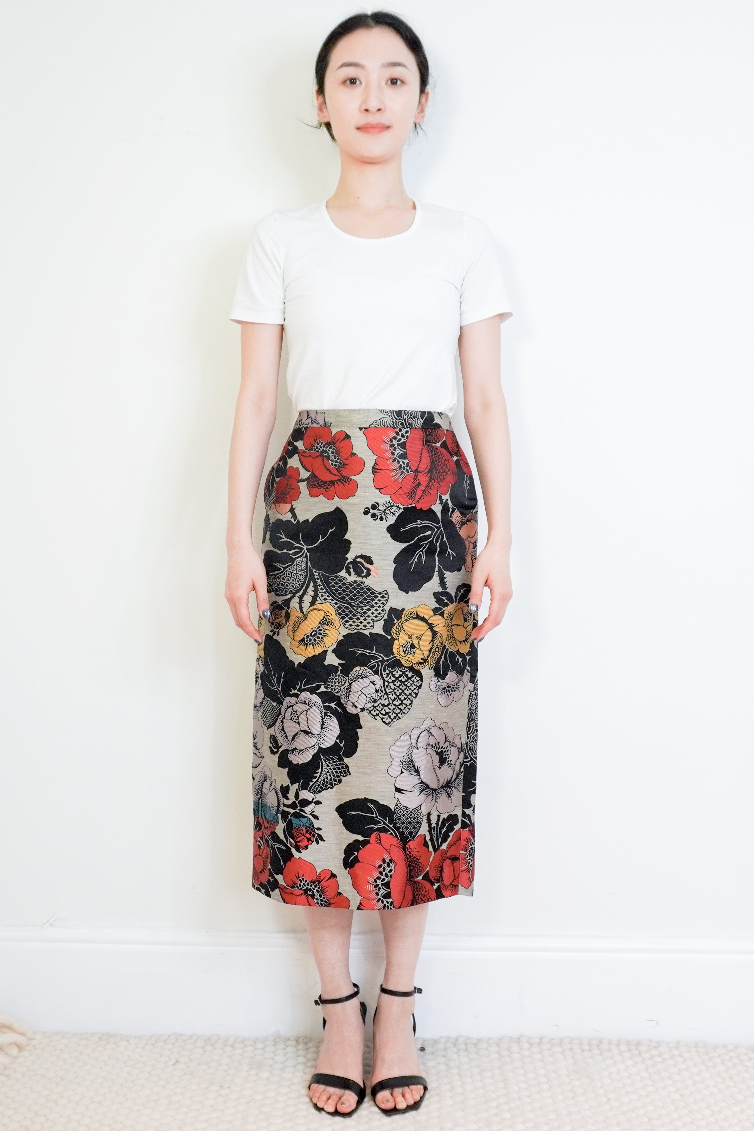 Dries Van Noten Grey Floral Silk Skirt RRP £450 | Authentic Preloved