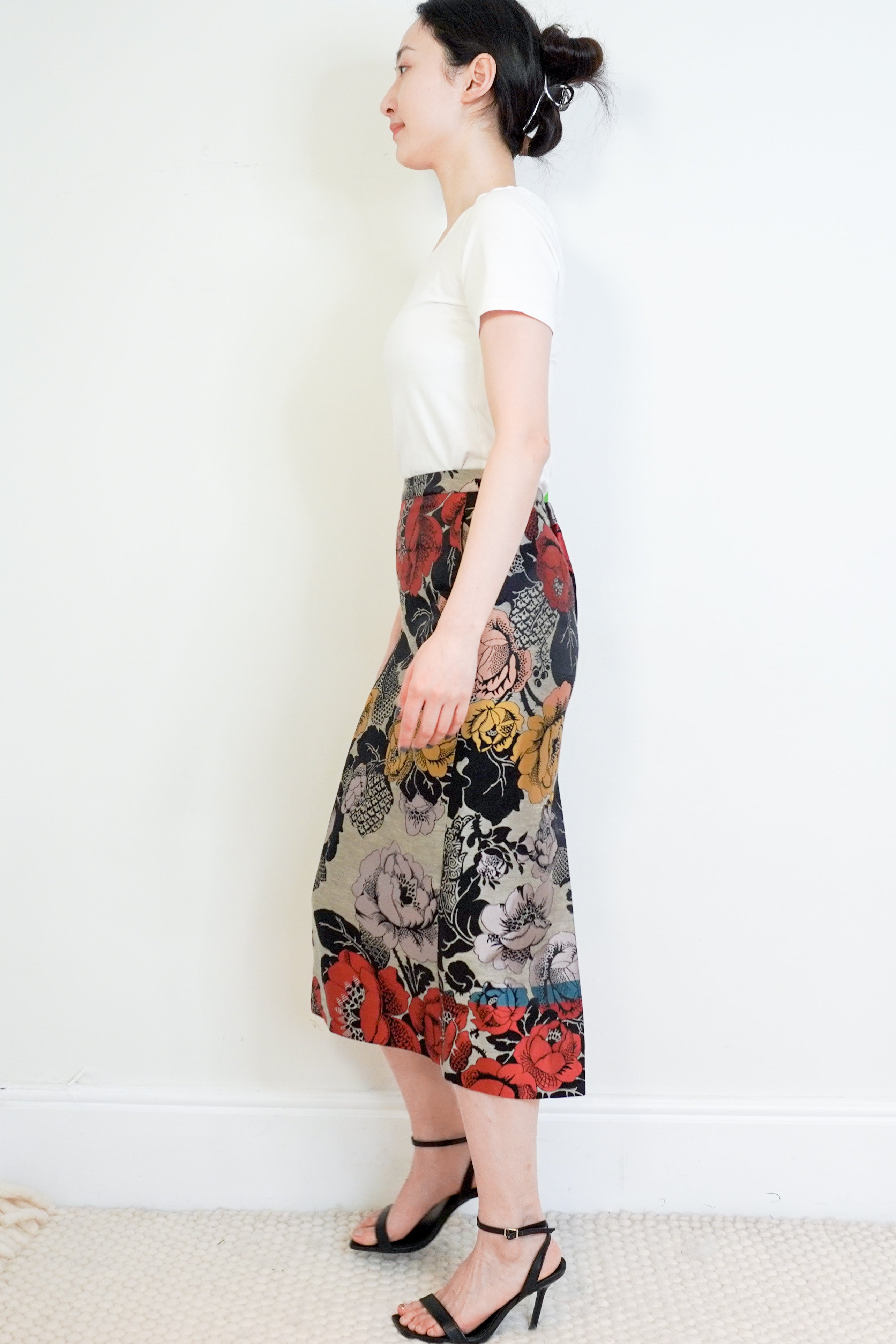Dries Van Noten Grey Floral Silk Skirt RRP £450 | Authentic Preloved