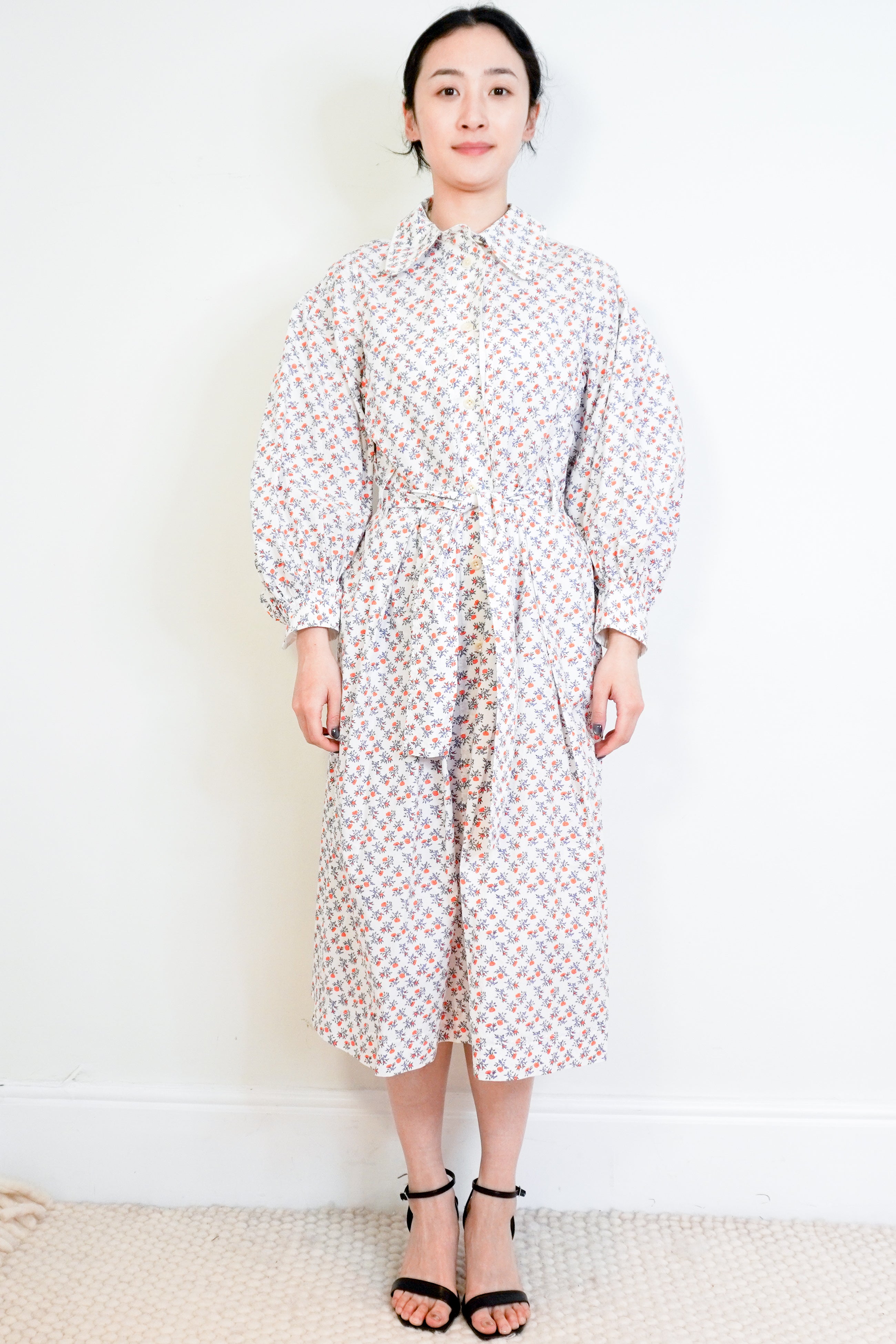 Thierry Colson White & Orange Floral Dress RRP £450 | Authentic & Preloved