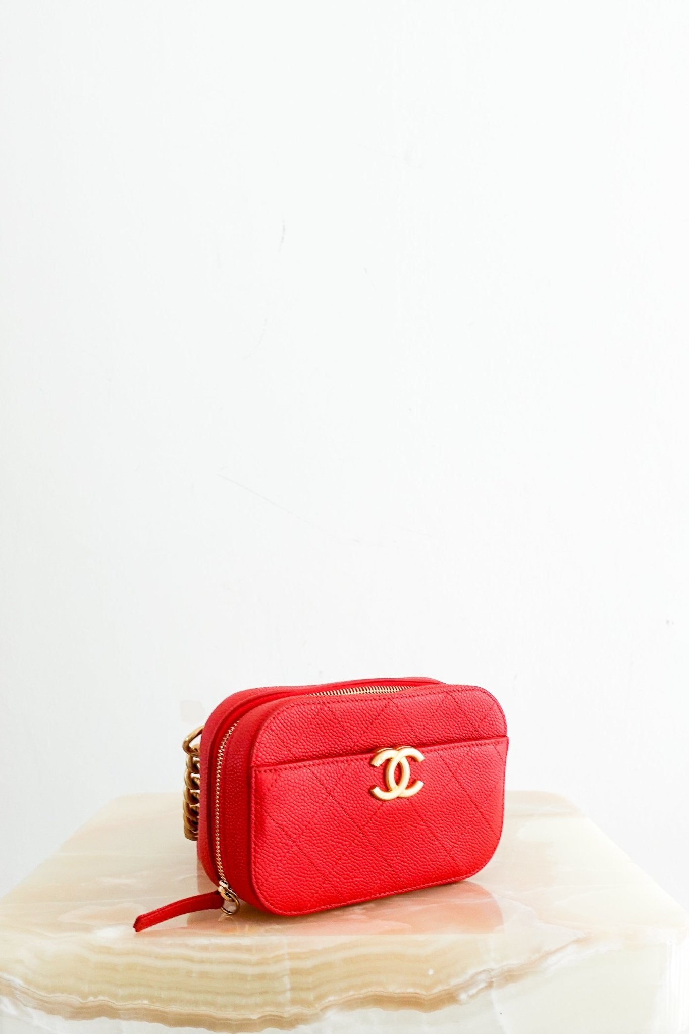 Chanel Chic Affinity Belt Bag in Red Quilted Caviar Leather | Authentic - Reloved Again