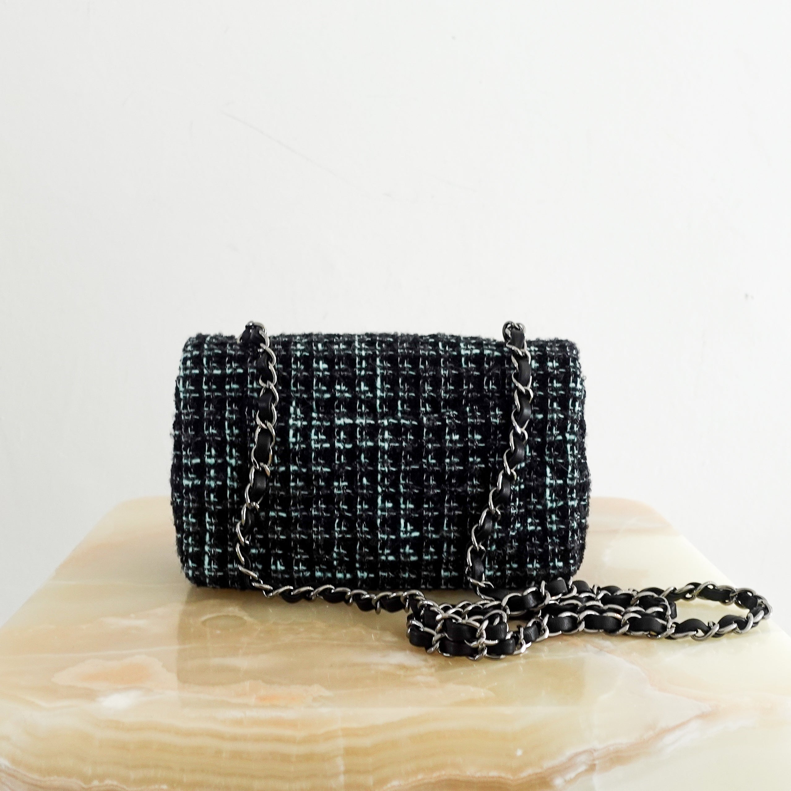 RARE Chanel Black Tweed mini Flap Bag | Authentic Preloved