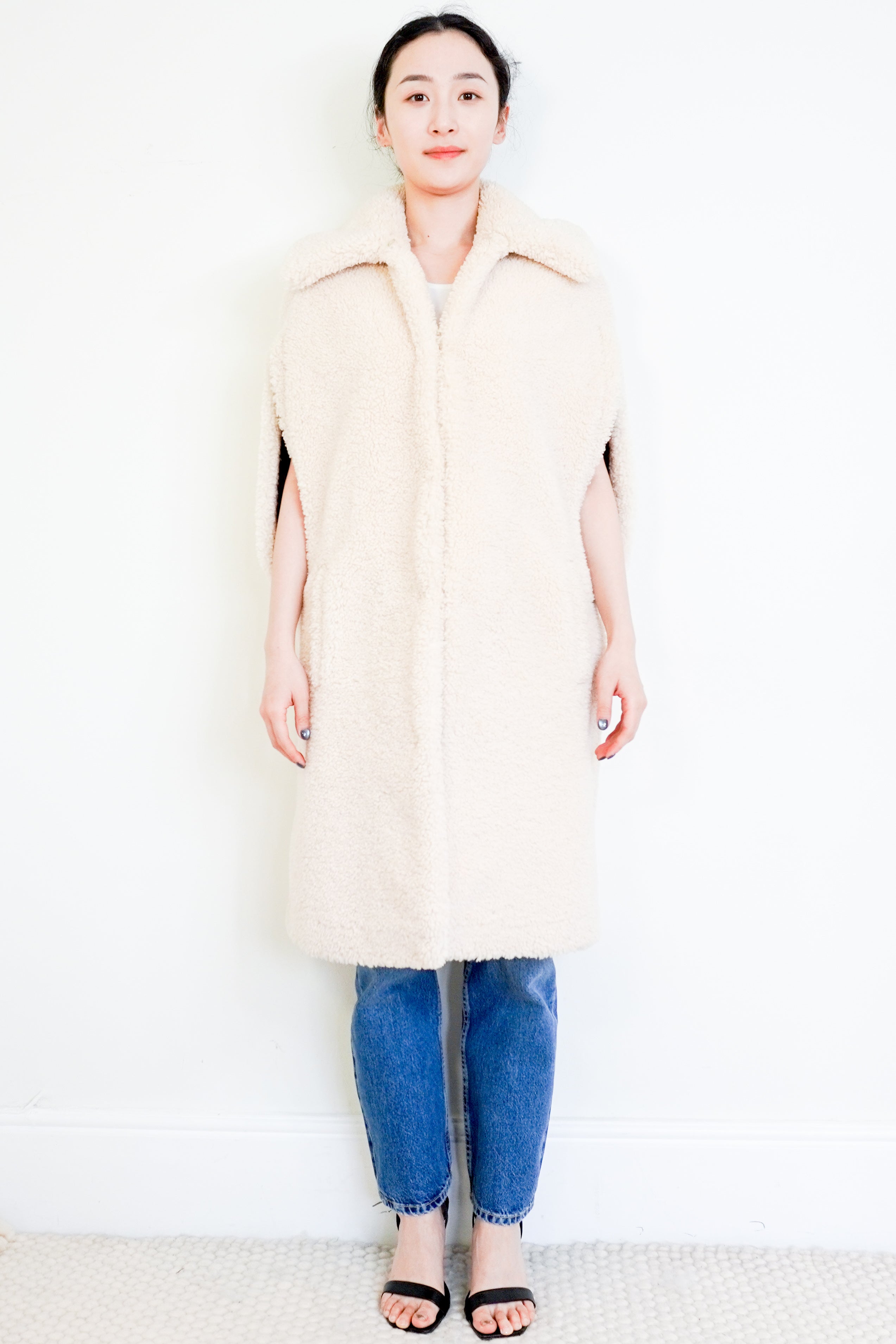 Maje Ecru Shearling Style Cape RRP £500 | Authentic Preloved