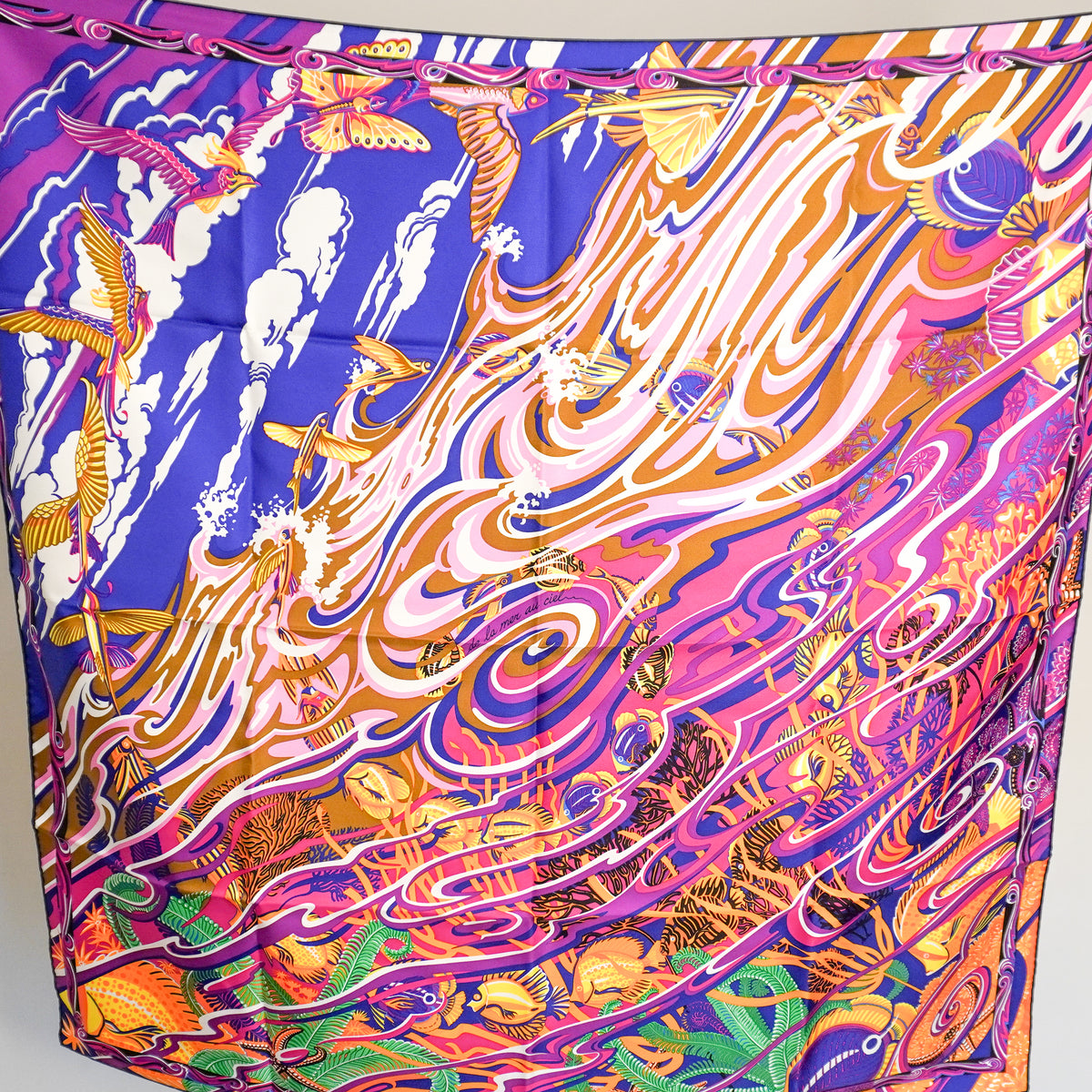 Hermes La Mer au ciel violet Carré scarf RRP £520| FINAL SALE Authentic Preloved