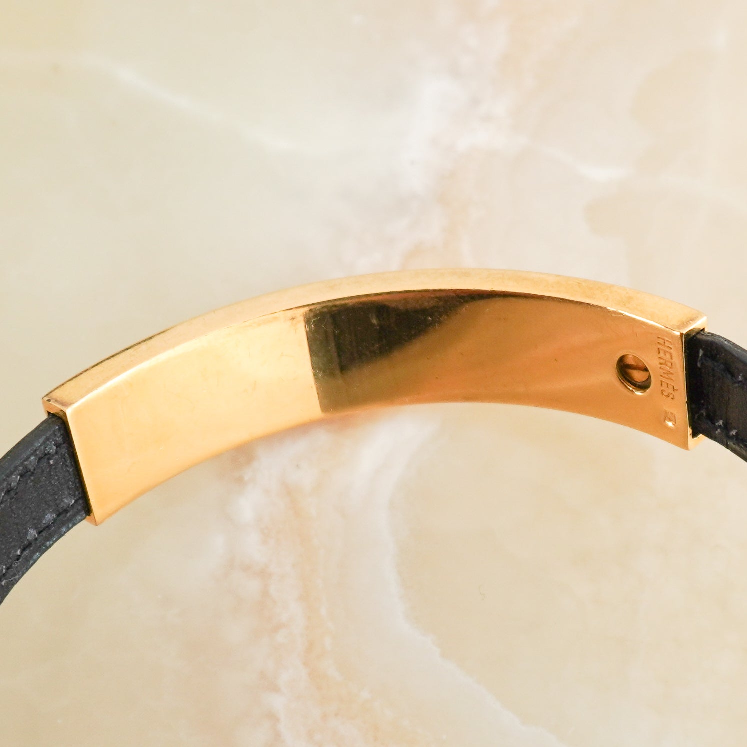 Hermès 2001 Coulis Bracelet in Black Leather with Gold-Tone Hardware RRP £500 | Authentic Preloved