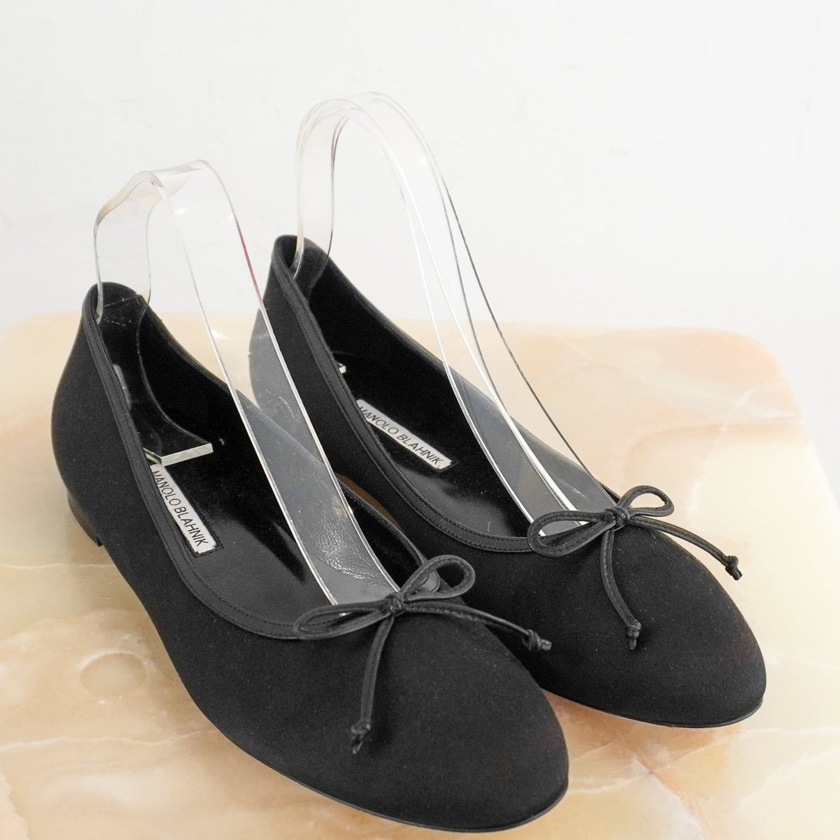 Manolo Blahnik Satin Black Ballet Flats RRP £700 | Authentic Preloved - Reloved Again