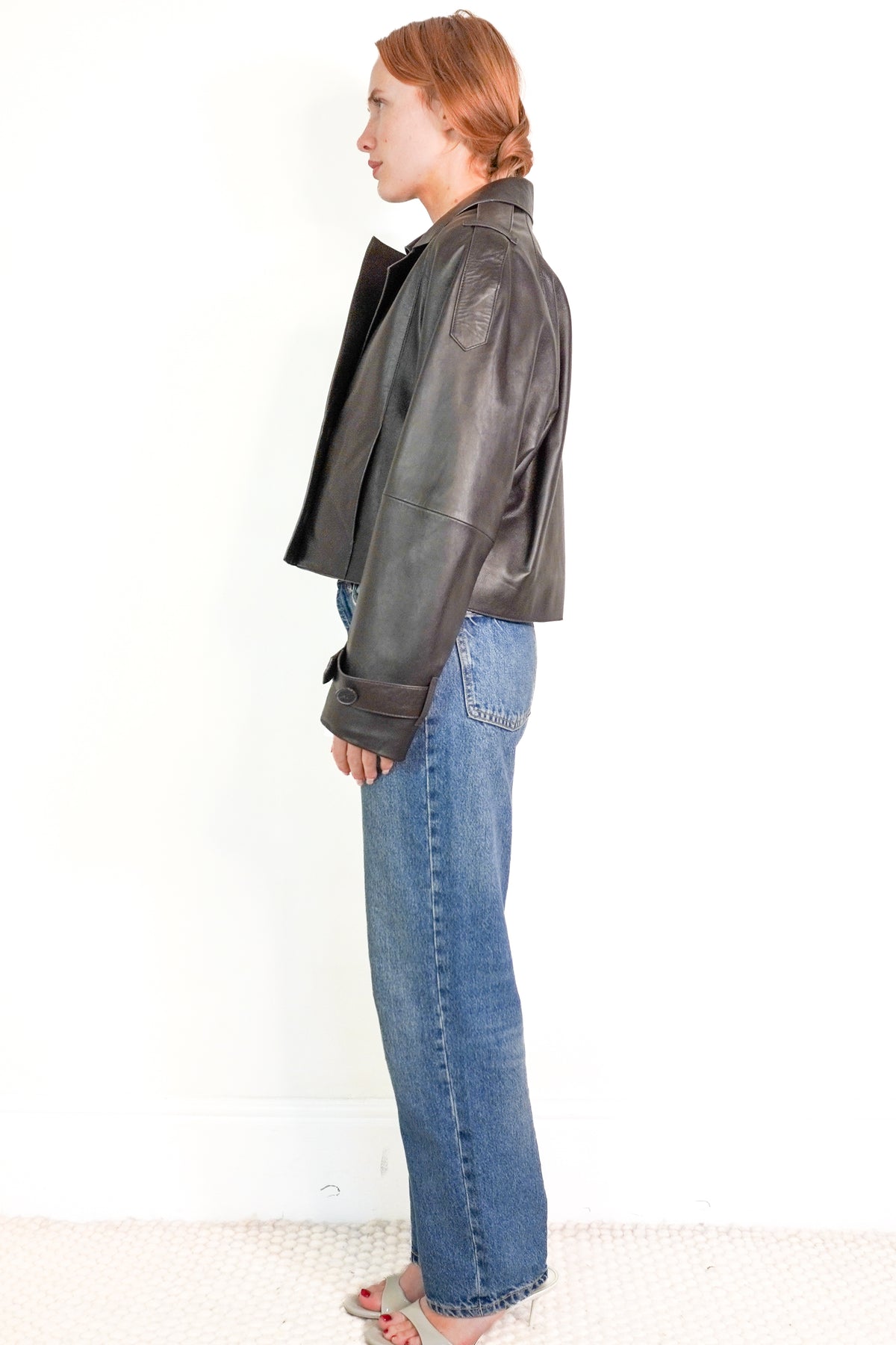 Massimo Dutti Short Leather Jacket (RRP £250) | Authentic Preloved