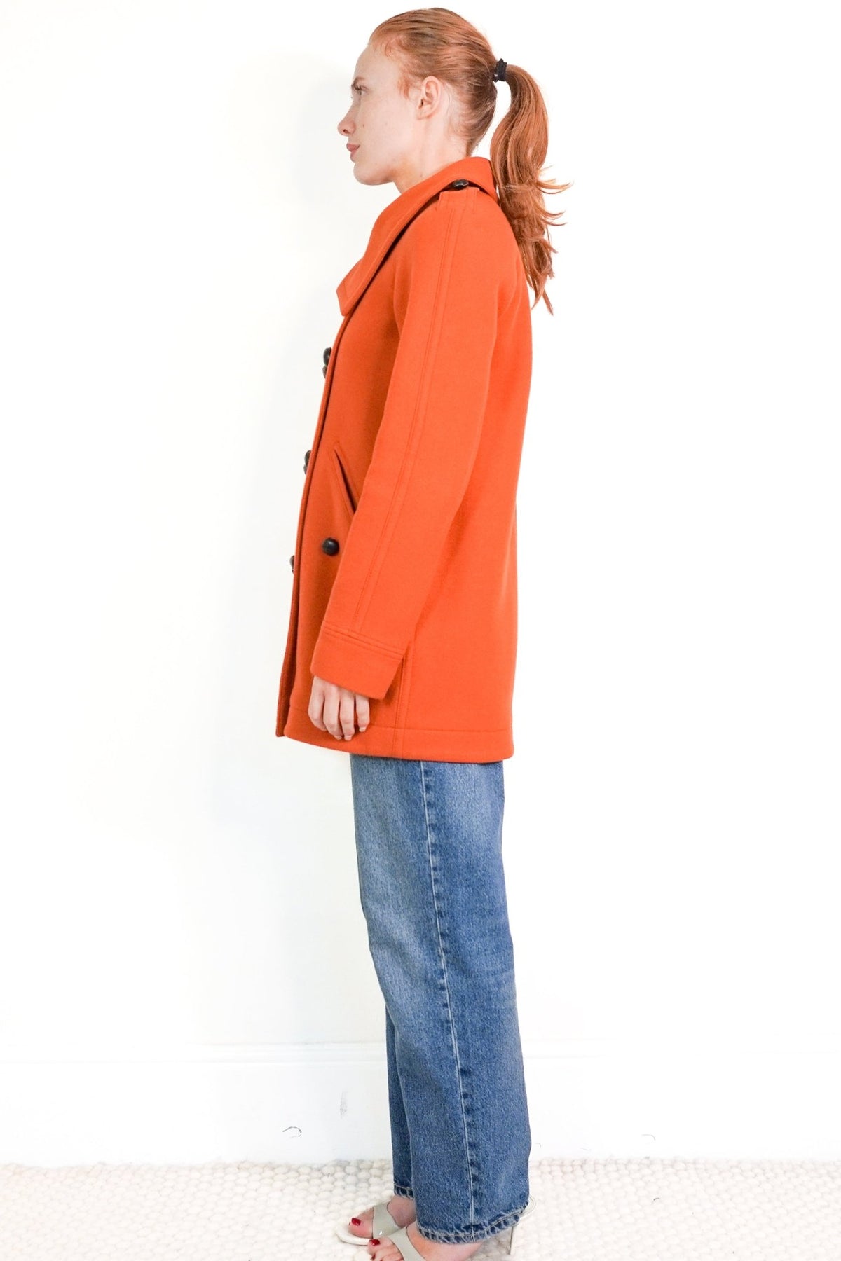Burberry Brit Orange Wool Trench Coat (RRP £1000) | Authentic Preloved - Reloved Again