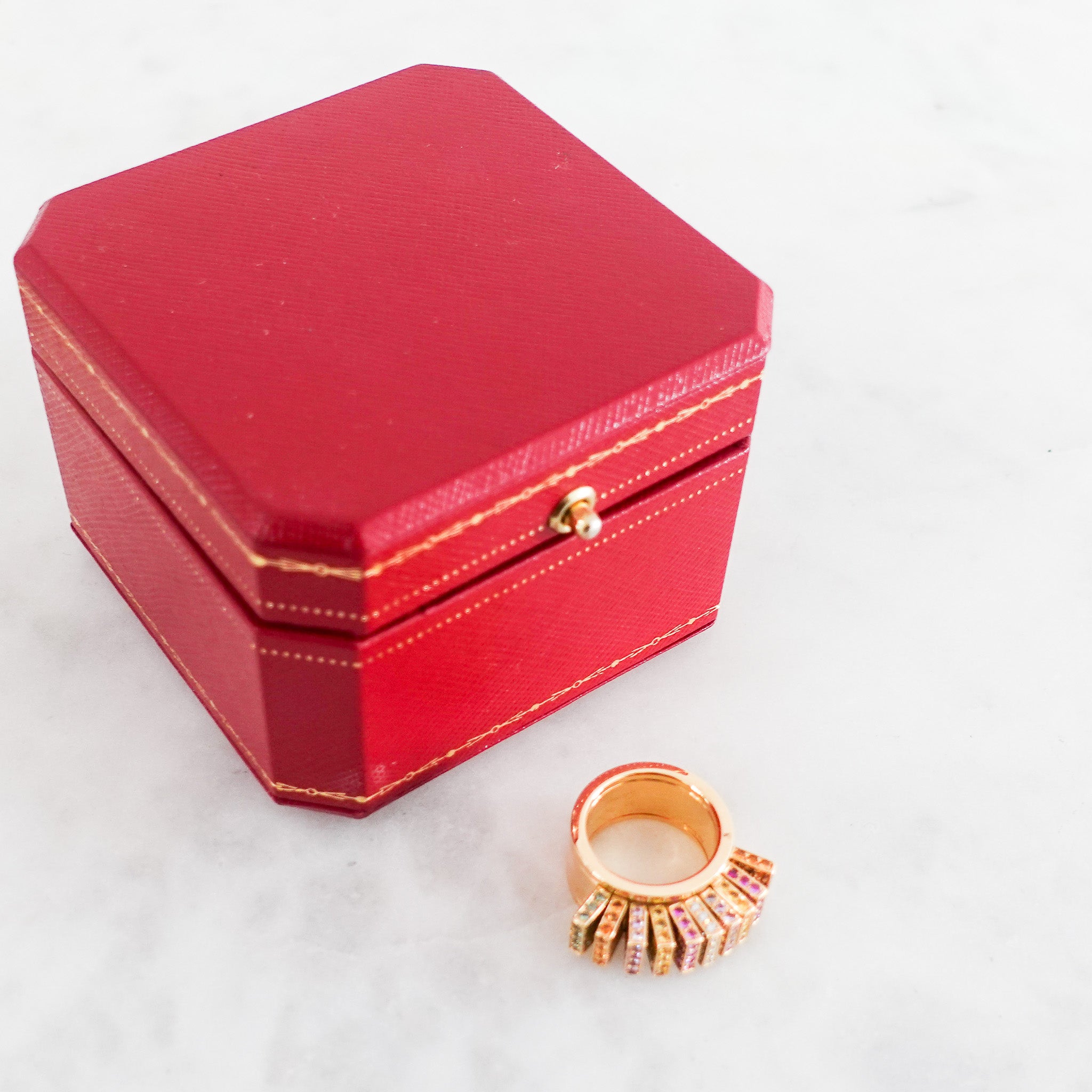 Cartier 18k Yellow Gold Multicoloured Paillettes Ring RRP £20k | Authentic Preloved - Reloved Again