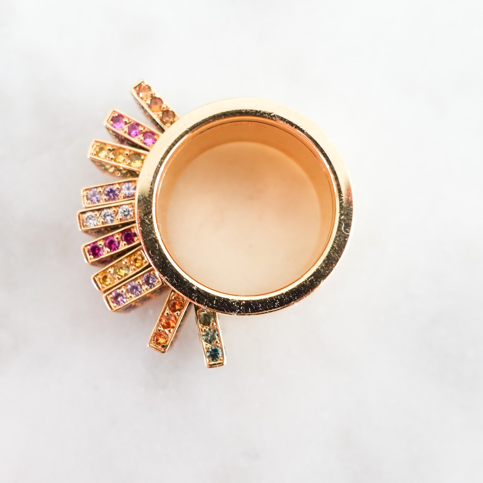 Cartier 18k Yellow Gold Multicoloured Paillettes Ring RRP £20k | Authentic Preloved - Reloved Again