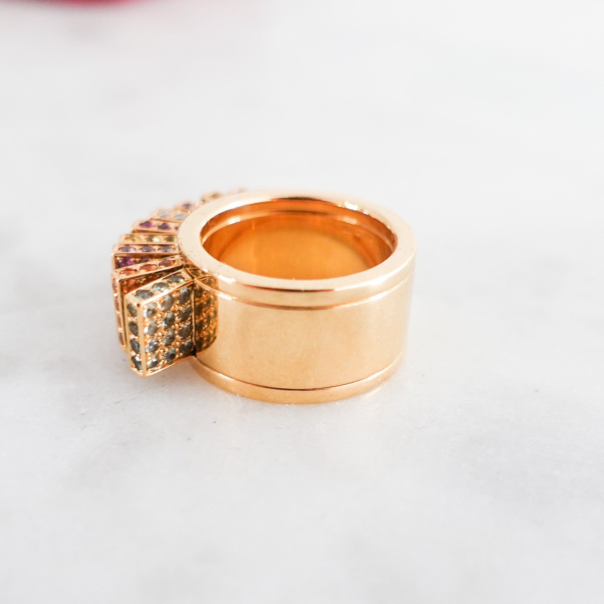 Cartier 18k Yellow Gold Multicoloured Paillettes Ring RRP £20k | Authentic Preloved - Reloved Again