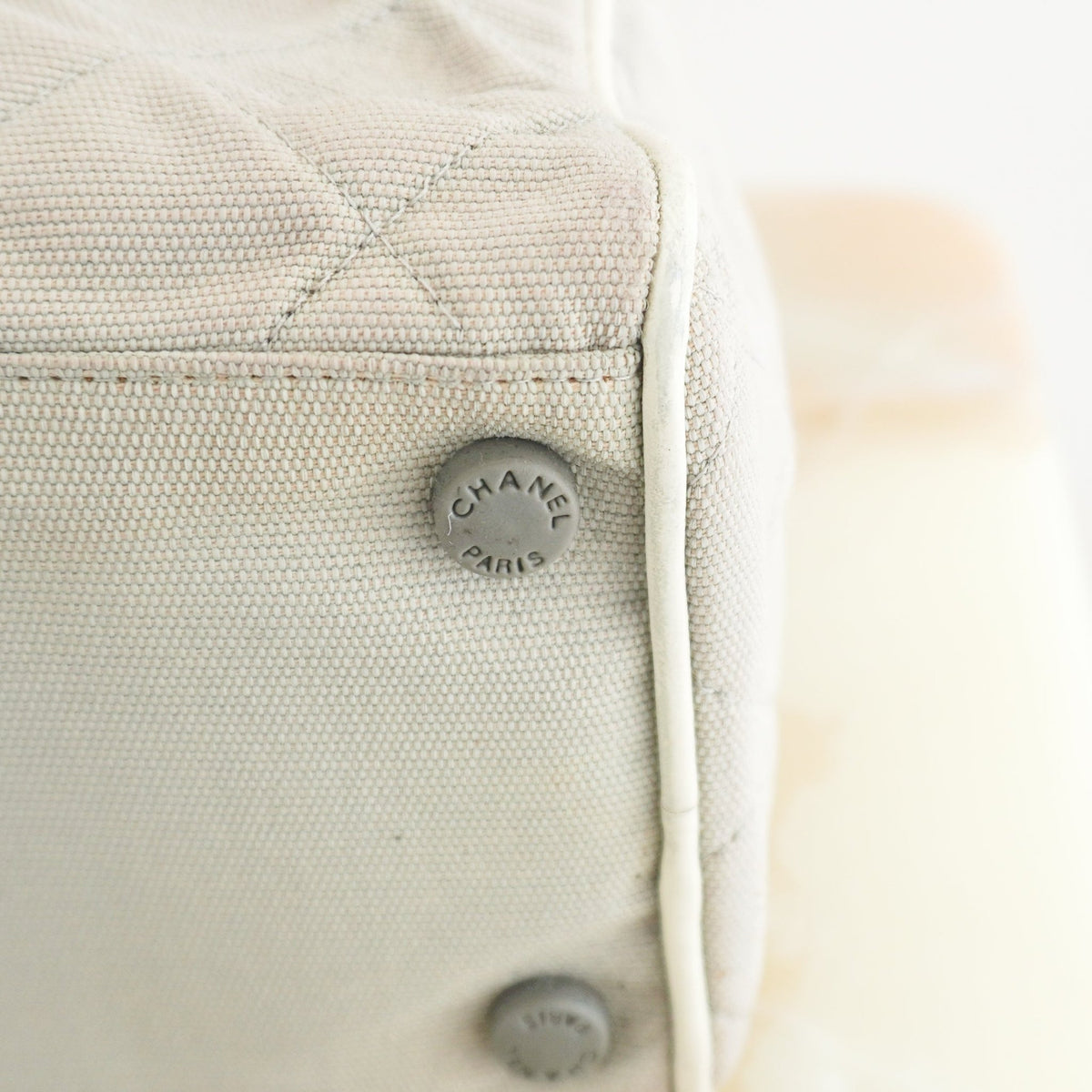 Chanel Vintage Sports Line Quilted Grey Canvas Bowling Bag | Authentic Preloved - Reloved Again