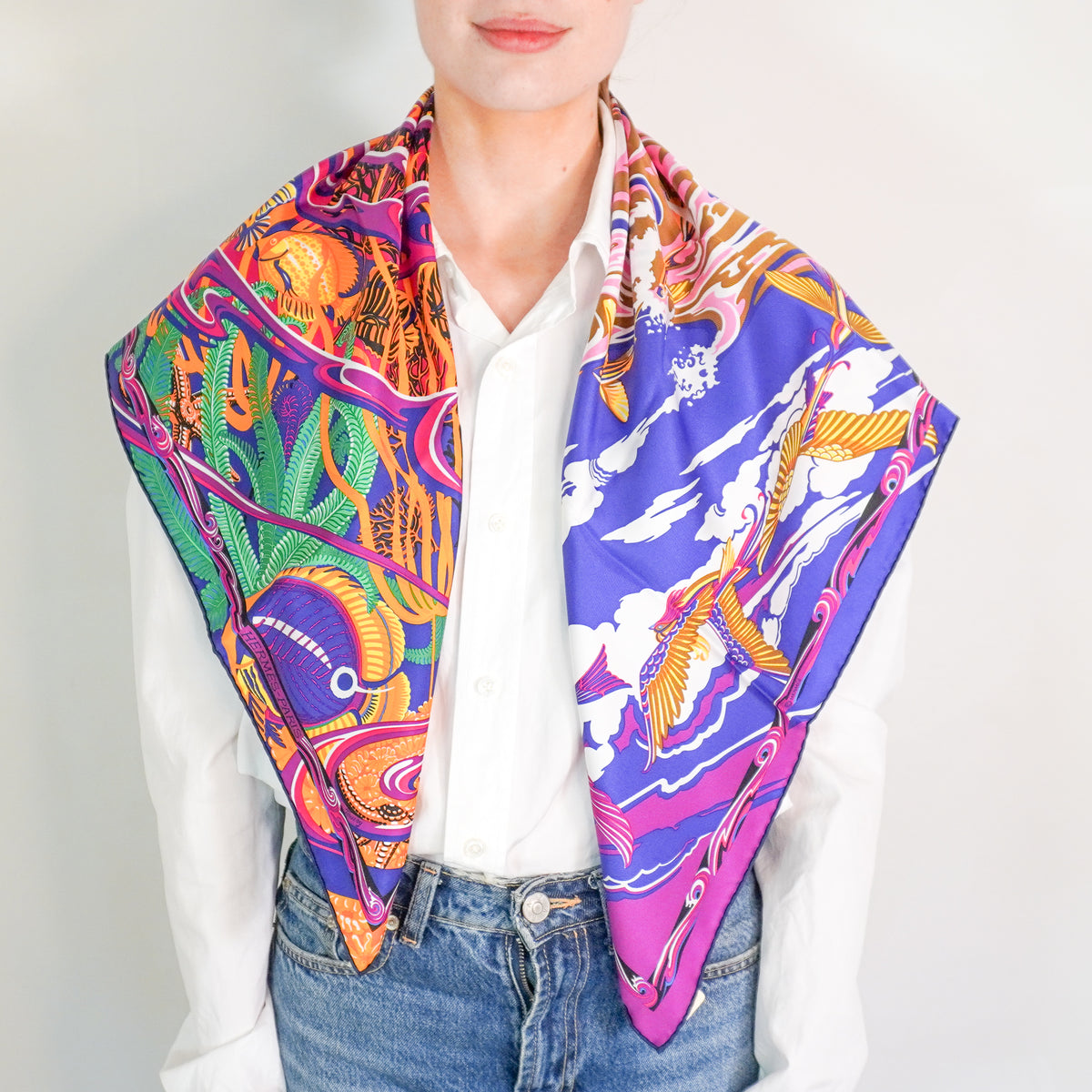 Hermes La Mer au ciel violet Carré scarf RRP £520| FINAL SALE Authentic Preloved