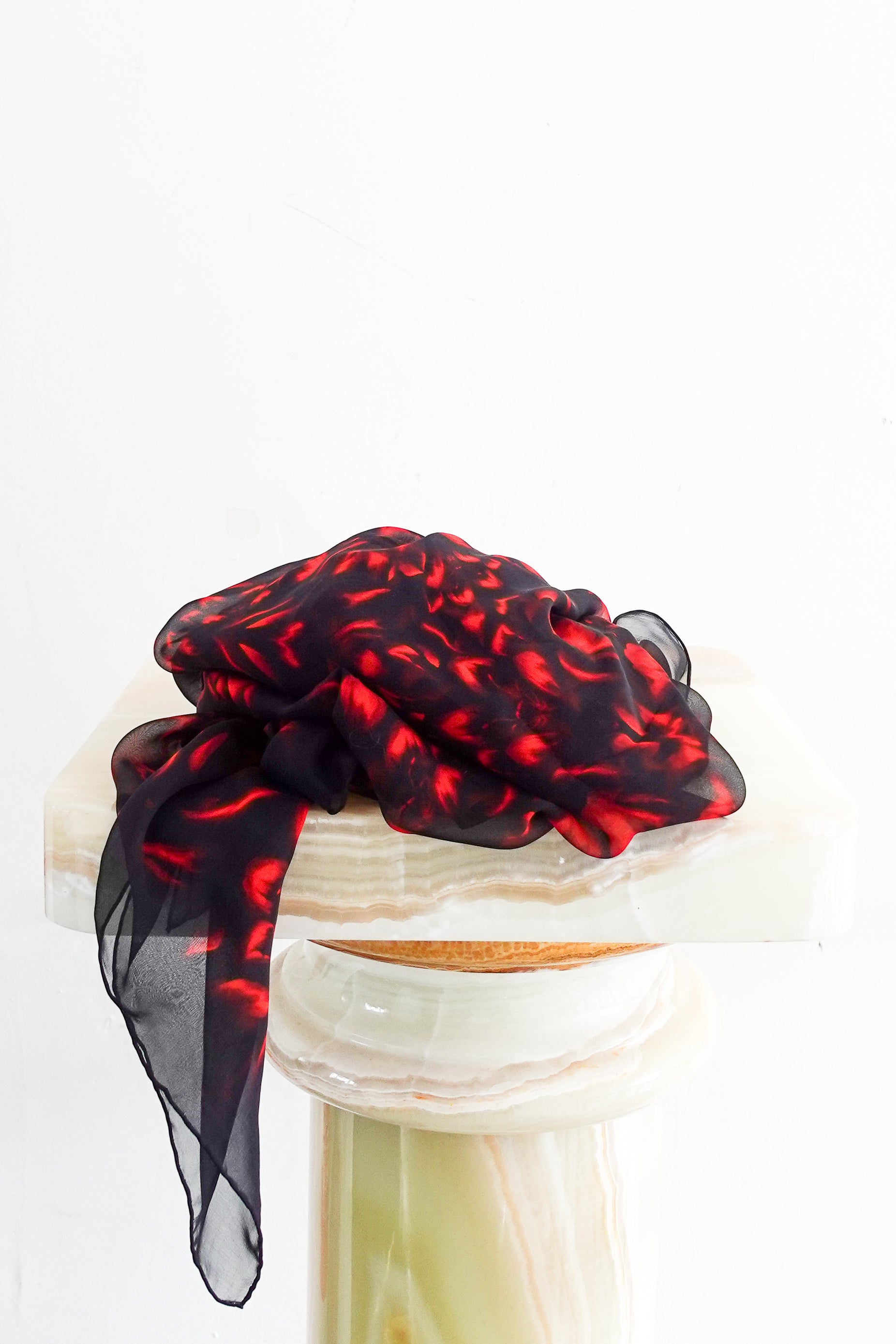 Alexander McQueen black and red silk scarf RRP £300 | Authentic Preloved