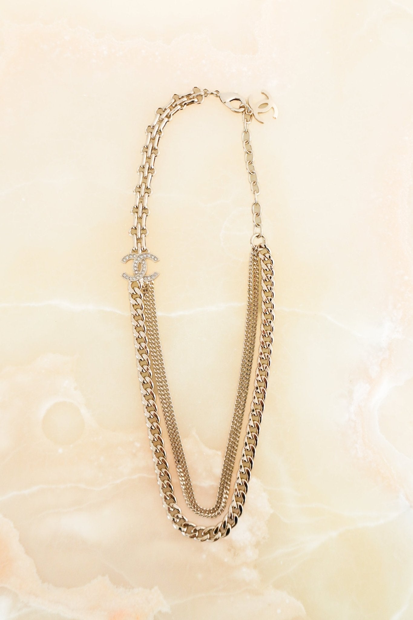 CURRENT SEASON Chanel B25K Crystal CC Multi-Chain Necklace Silver-Tone Metal (RRP £2300) | Authentic Preloved FINAL SALE - Reloved Again