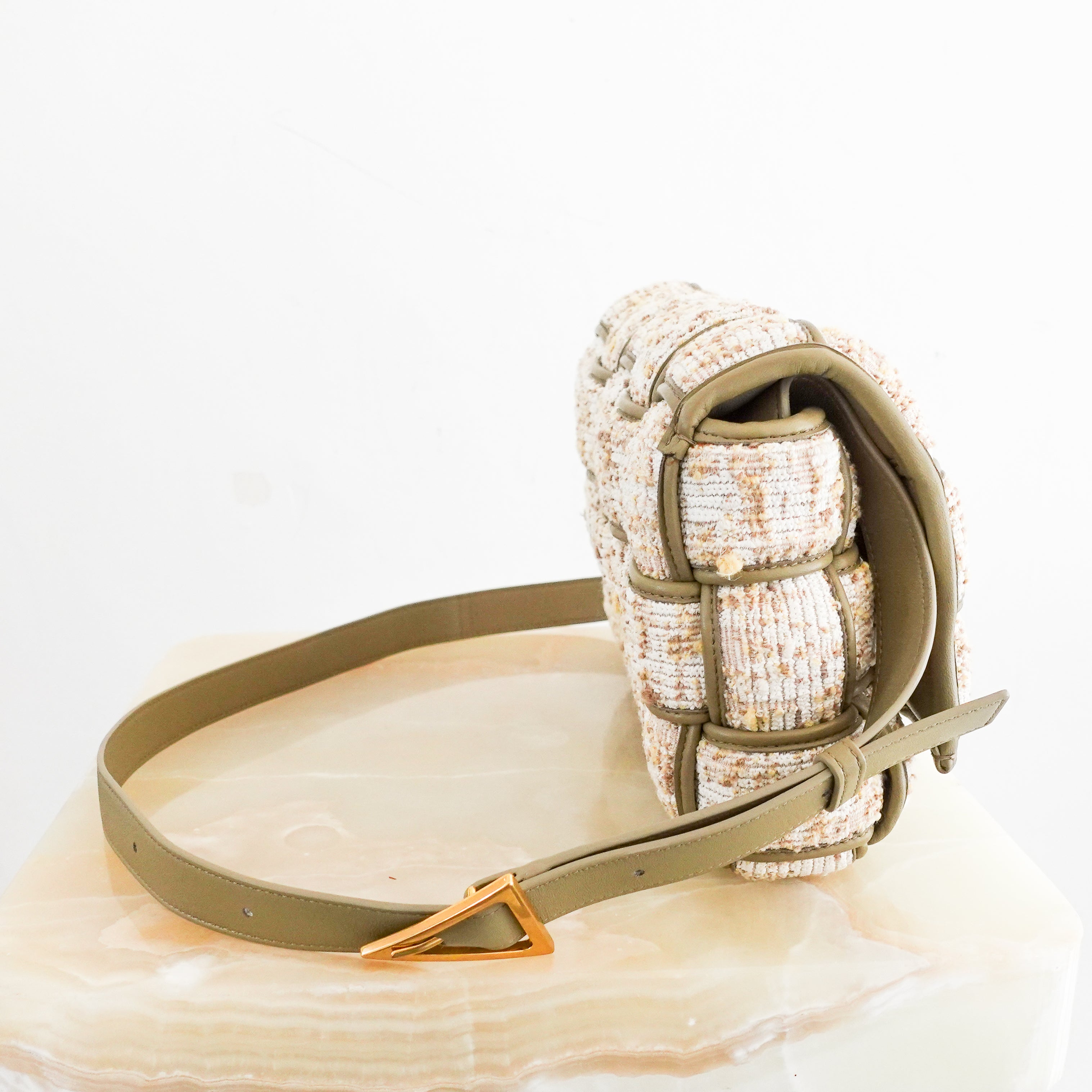 Bottega Veneta green tweed cassette bag RRP £3000 | Authentic Preloved