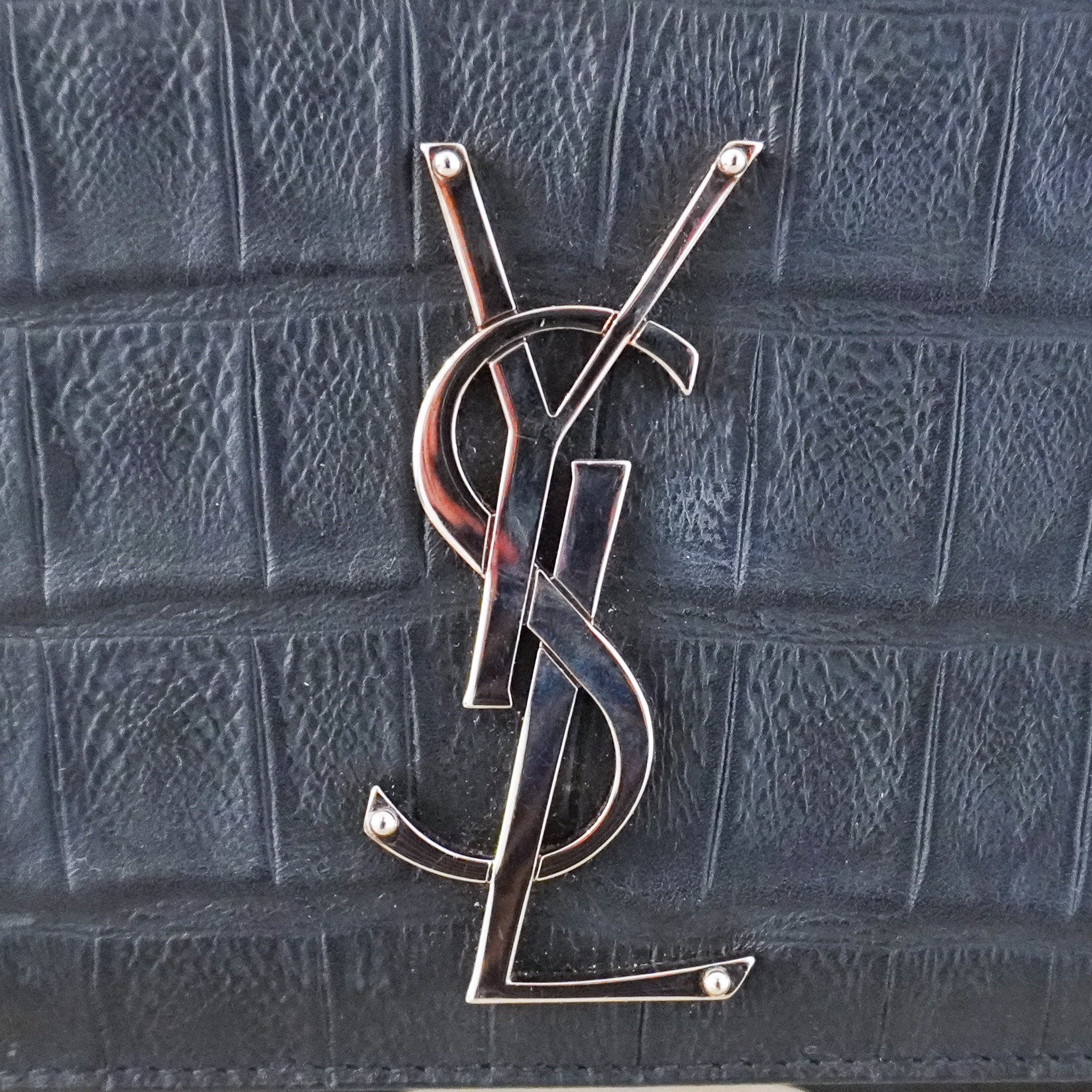 Saint Laurent Kate Croc Embossed Clutch RRP £1600 | Authentic Preloved