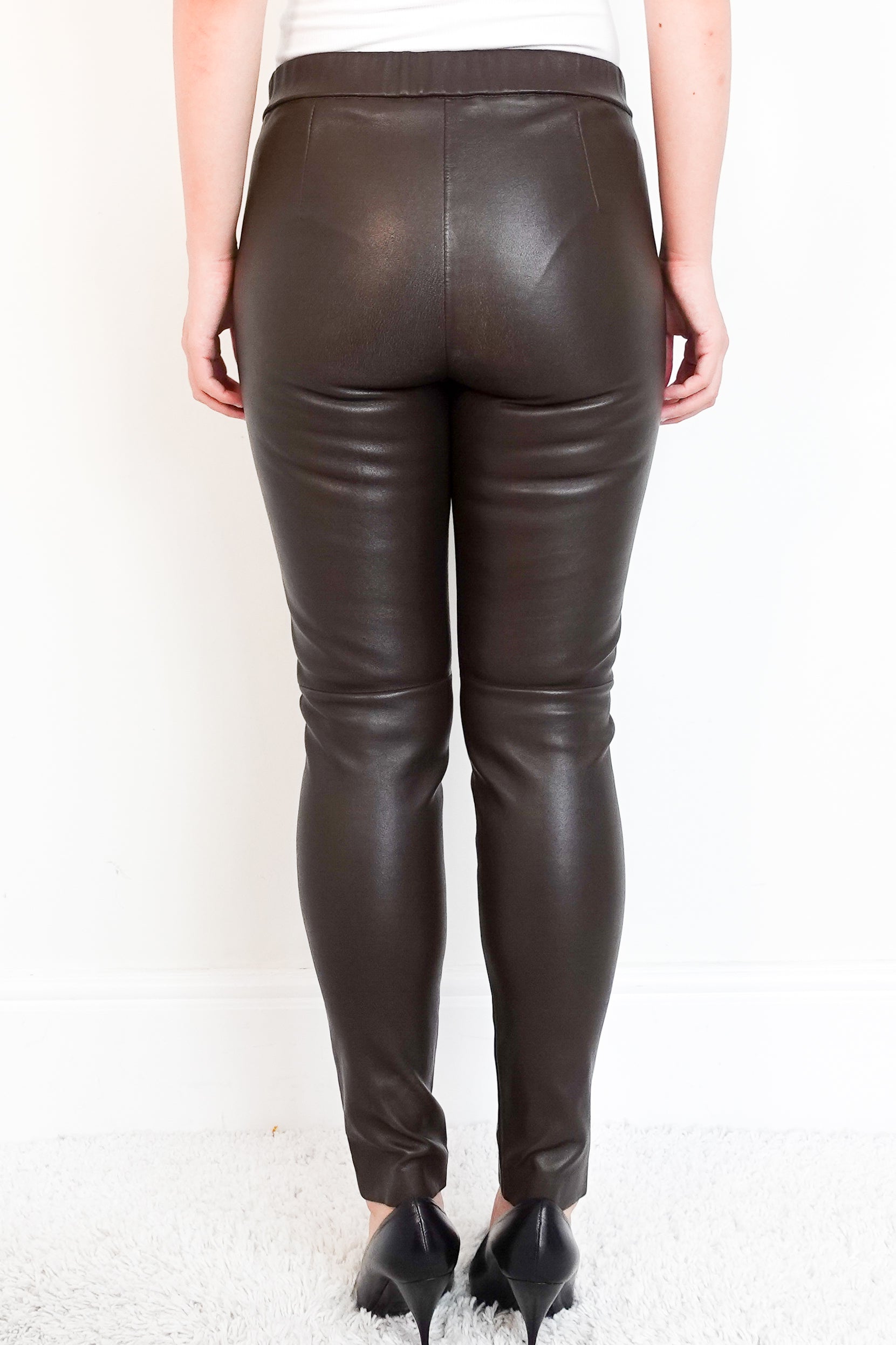 JIGSAW leather trousers in brown RRP £245 | Authentic Preloved