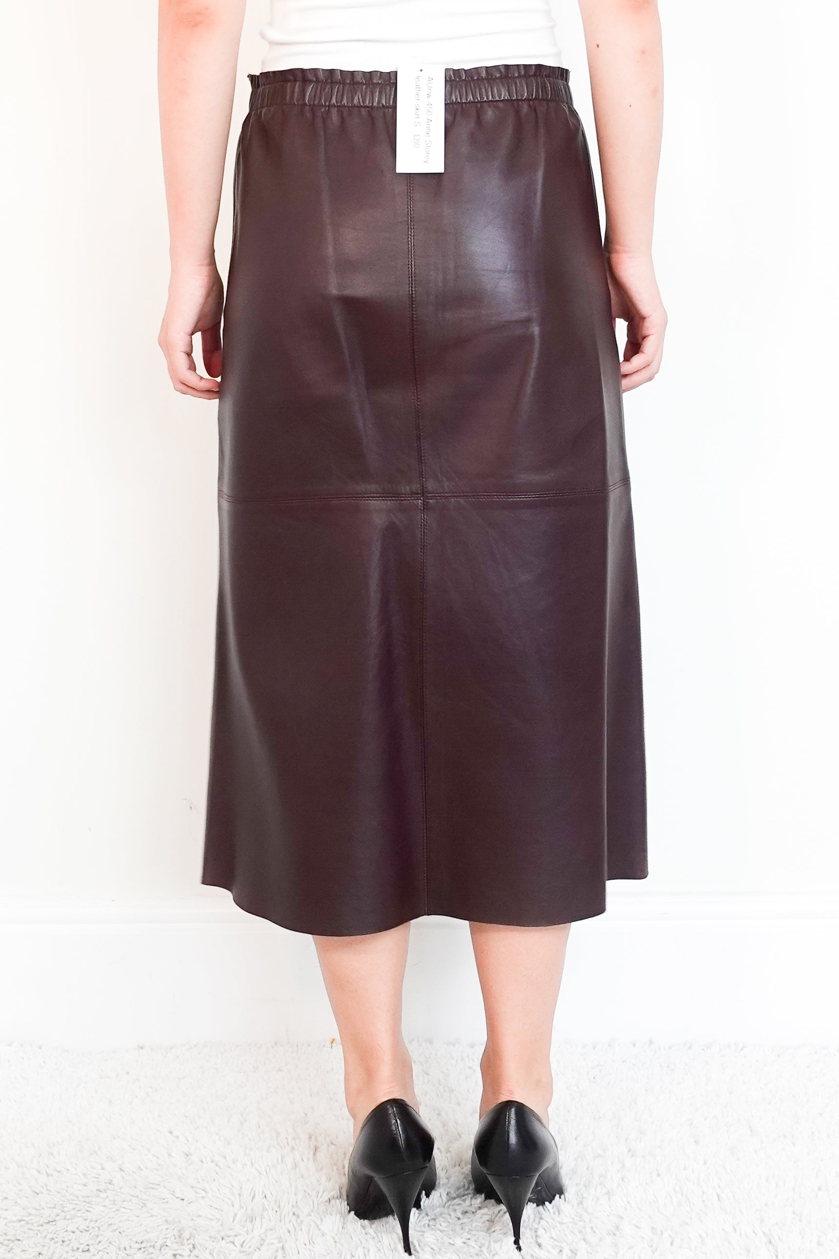 Anne Storey midi leather skirt in brown RRP £180 | Authentic and Preloved