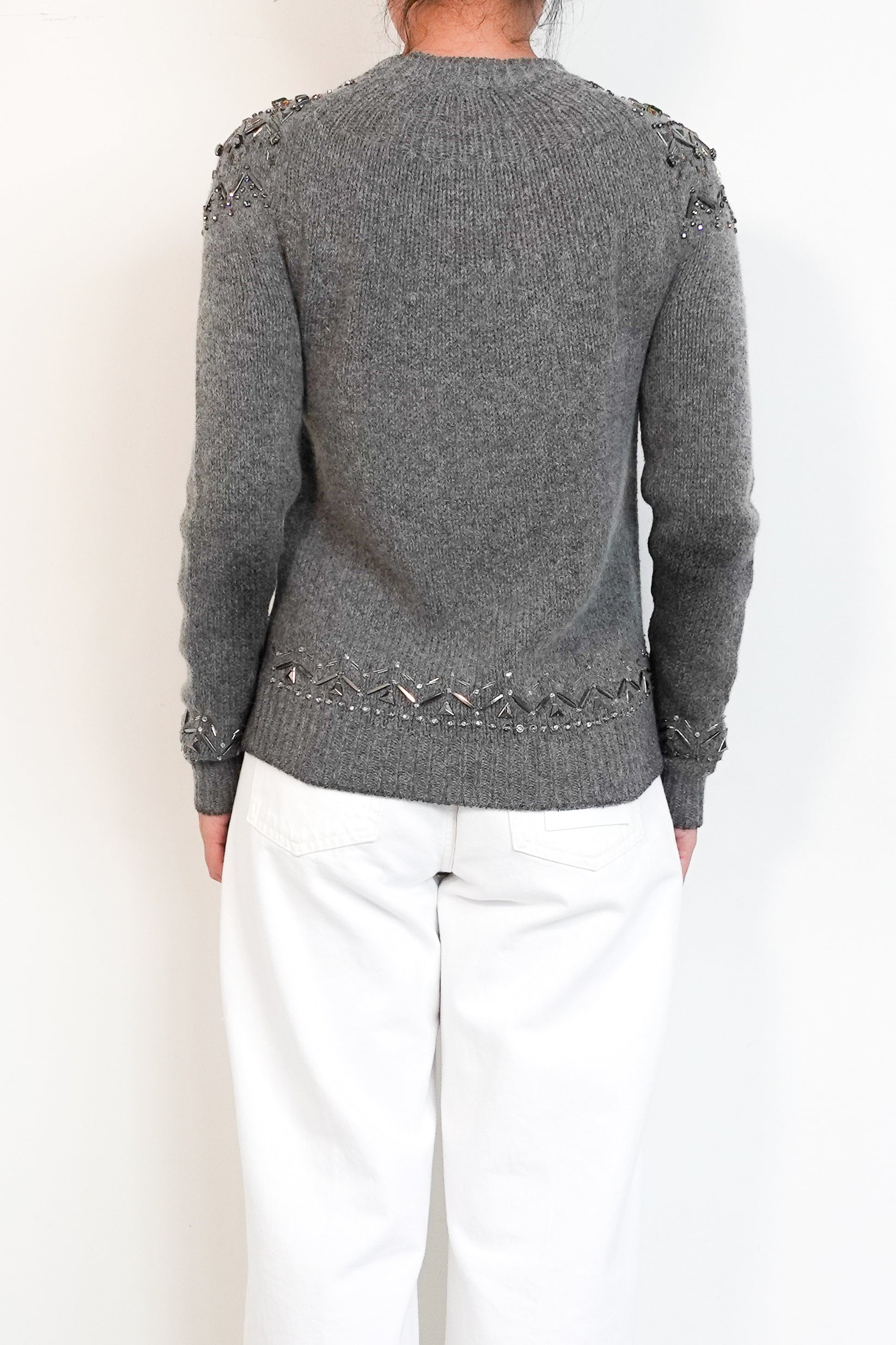 Gucci grey embellished aplaca knit jumper RRP £250 | Authentic Preloved