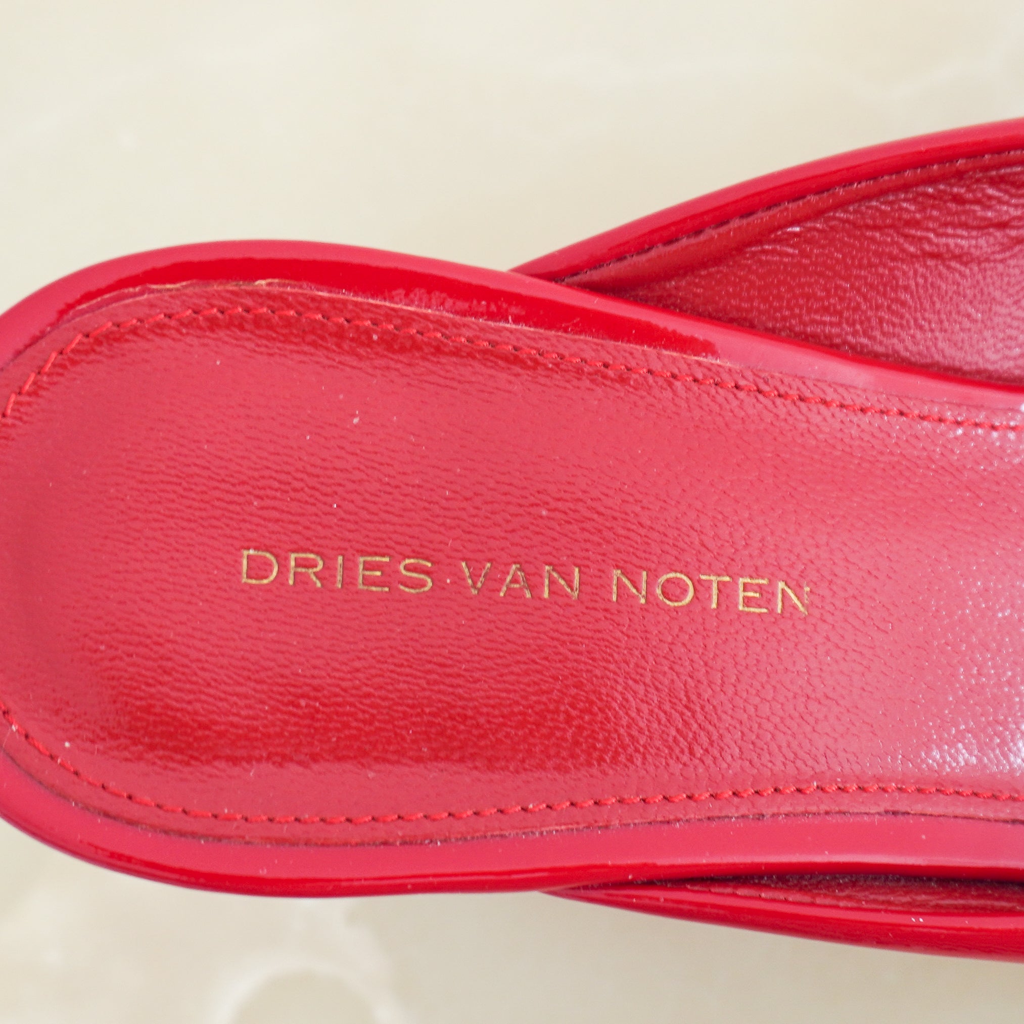 Dries Van Noten Red Patent Leather Wedge Mules (RRP £396) | Authentic Preloved