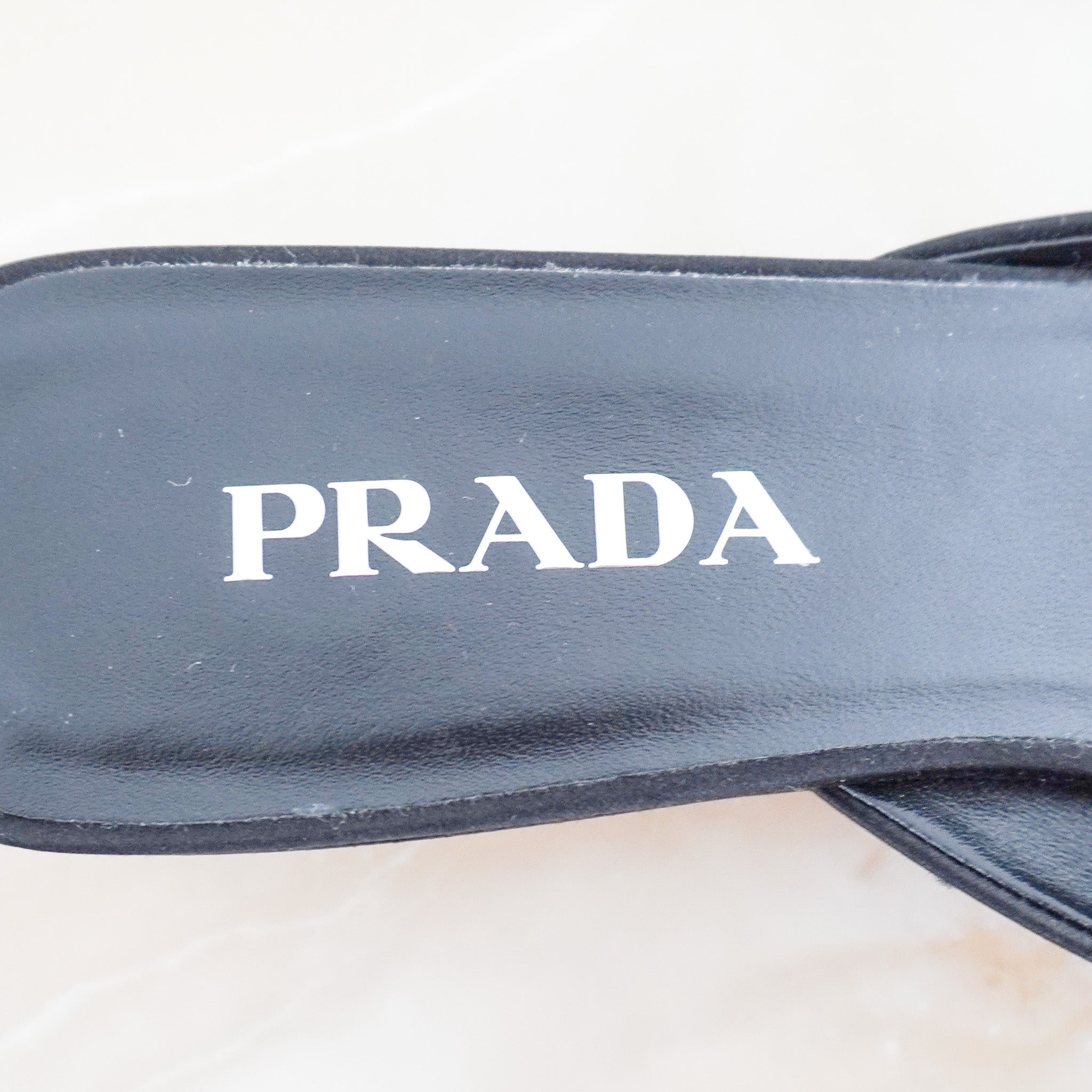 Prada Black Satin Pointed-Toe Kitten Heel Mules Black RRP £820 | Authentic Preloved- final Sale