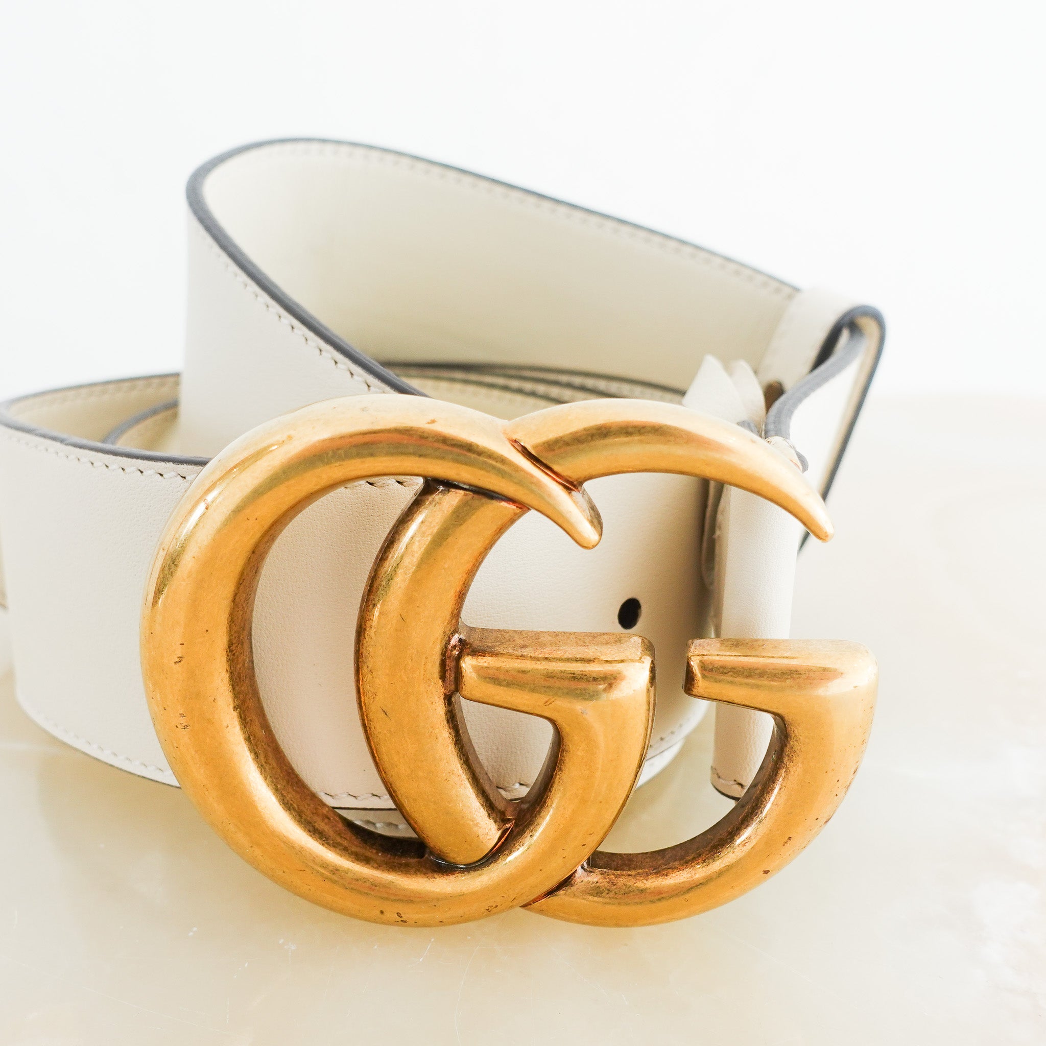 Gucci Double G Medium Belt in Cream RRP £410 | Authentic Preloved - Reloved Again