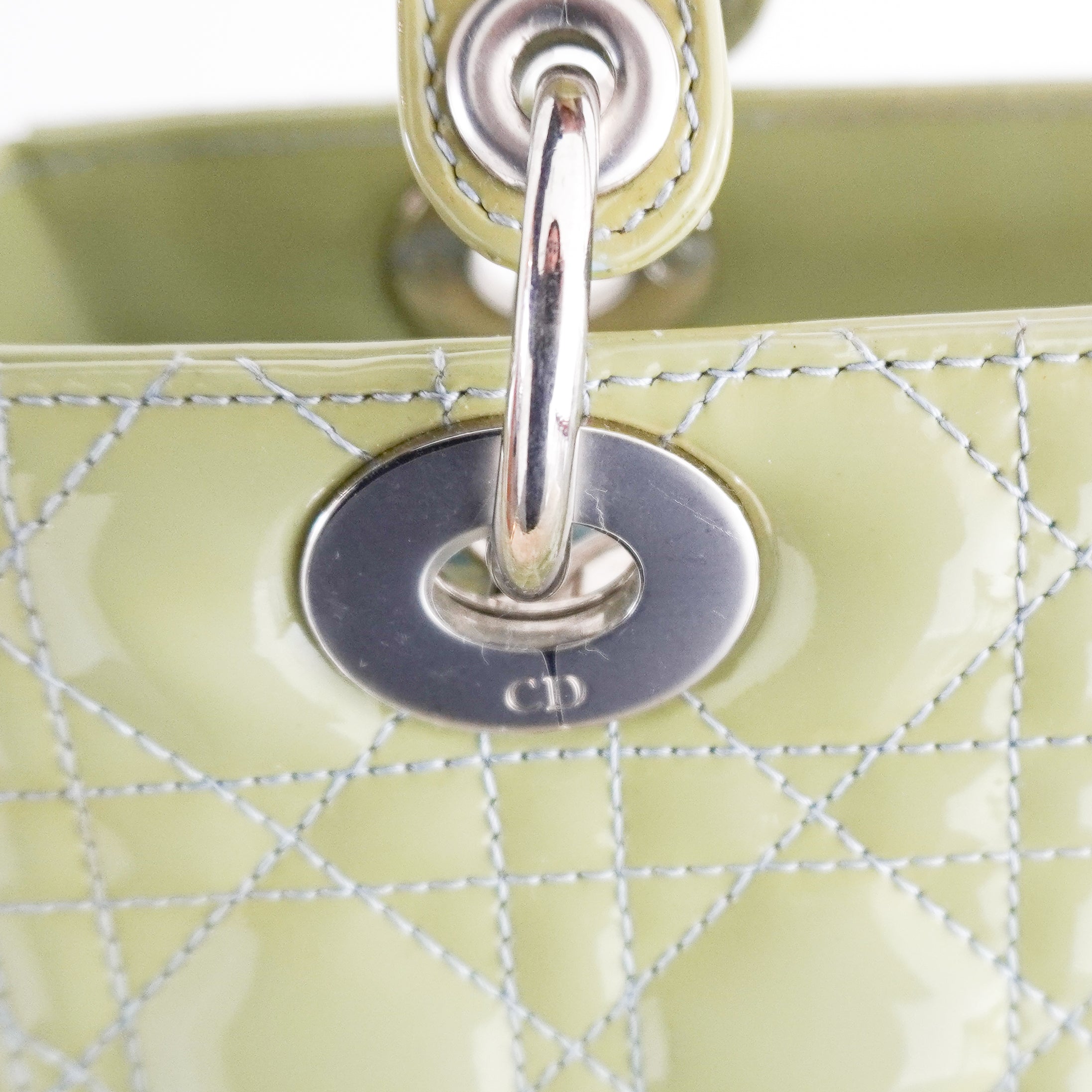 Dior Medium Lady Dior Bag Mint Green Patent Cannage Lambskin (RRP £5300) | Authentic Preloved