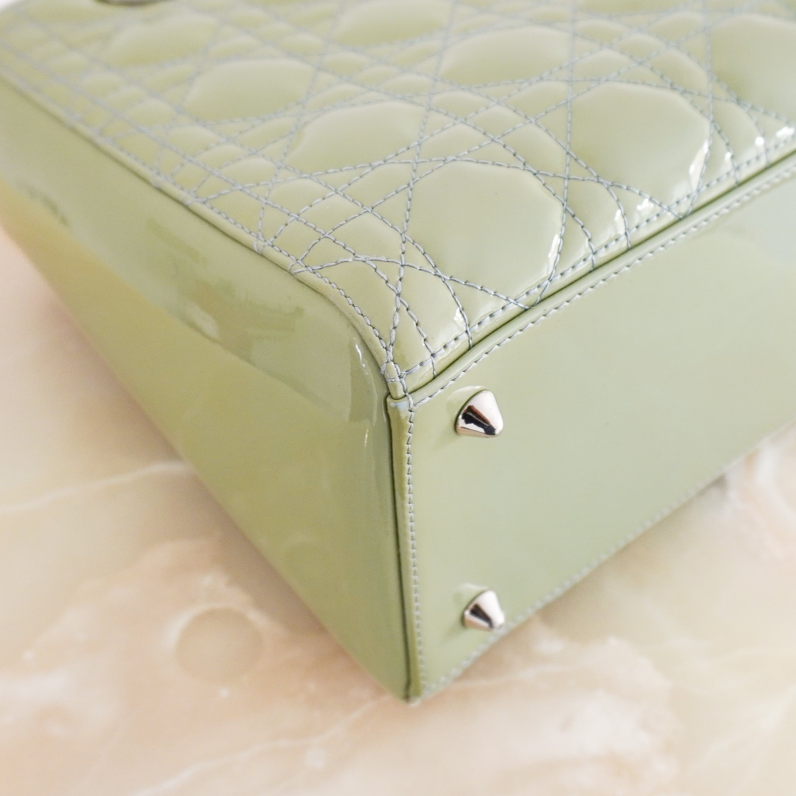 Dior Medium Lady Dior Bag Mint Green Patent Cannage Lambskin (RRP £5300) | Authentic Preloved