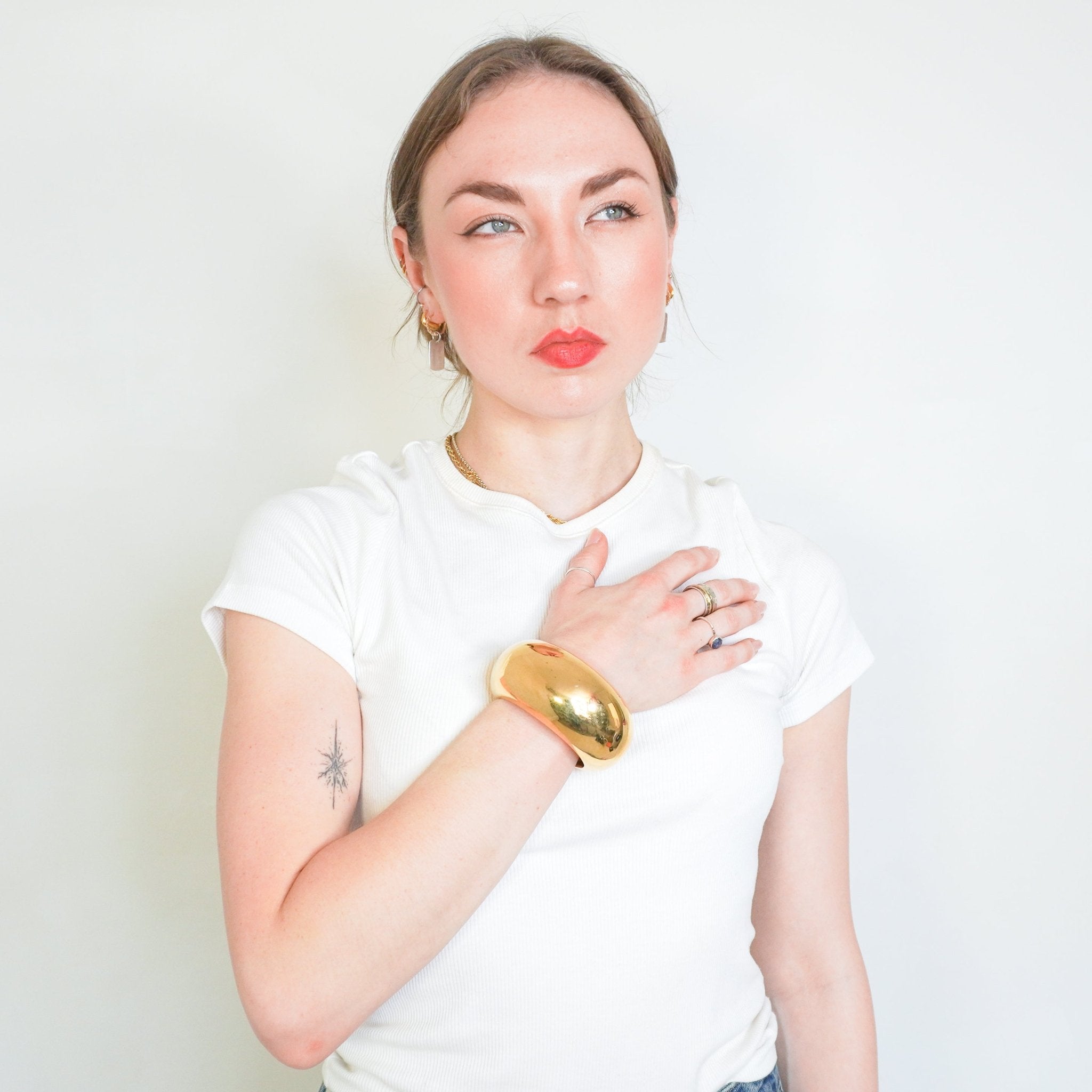 Saint Laurent Gold Plated Bumpy Cuff Bracelet (RRP £595) | Authentic Preloved FINAL SALE - Reloved Again