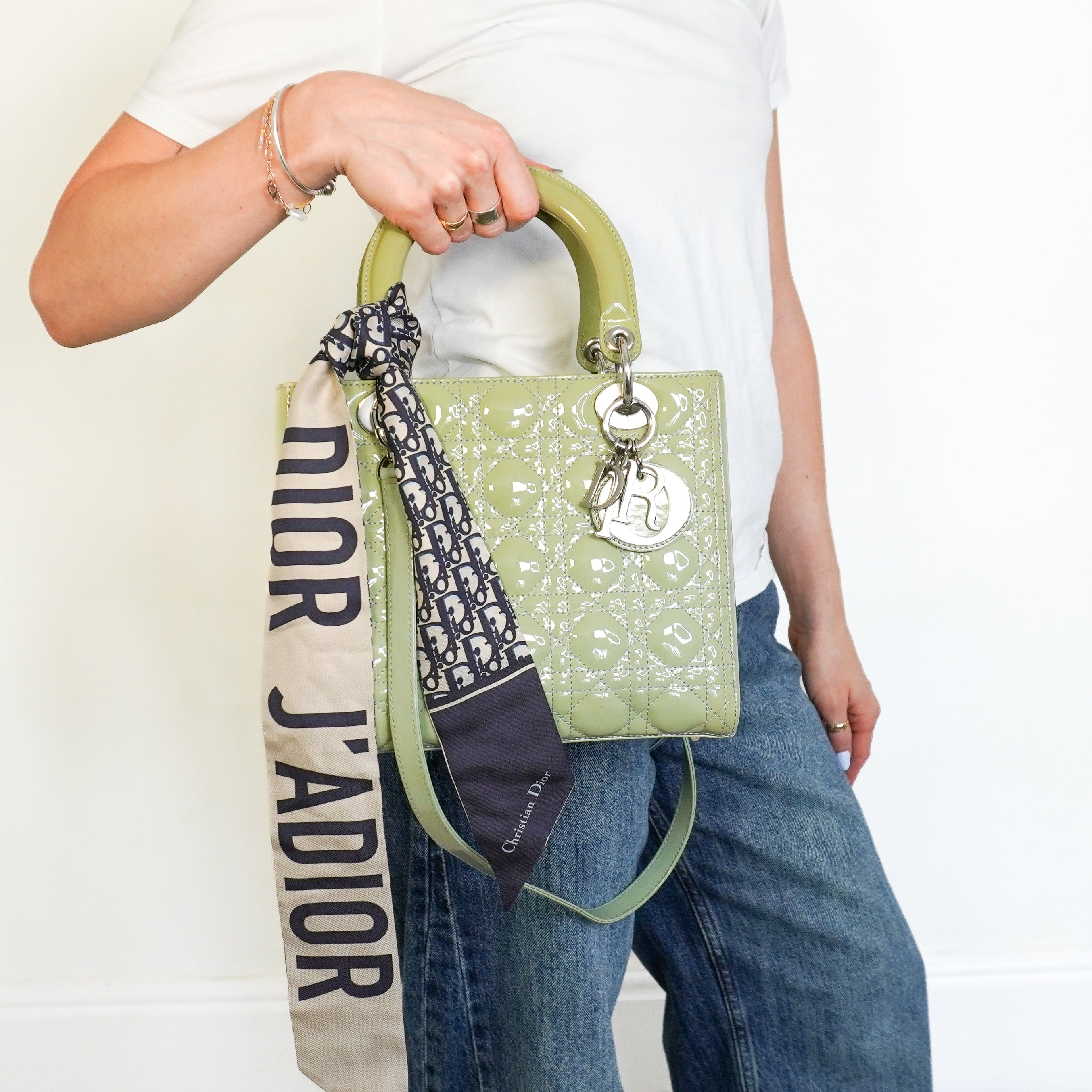 NEW Dior Étoile Navy Blue & Beige Silk Mitzah Scarf (RRP £190) | Authentic Preloved FINAL SALE