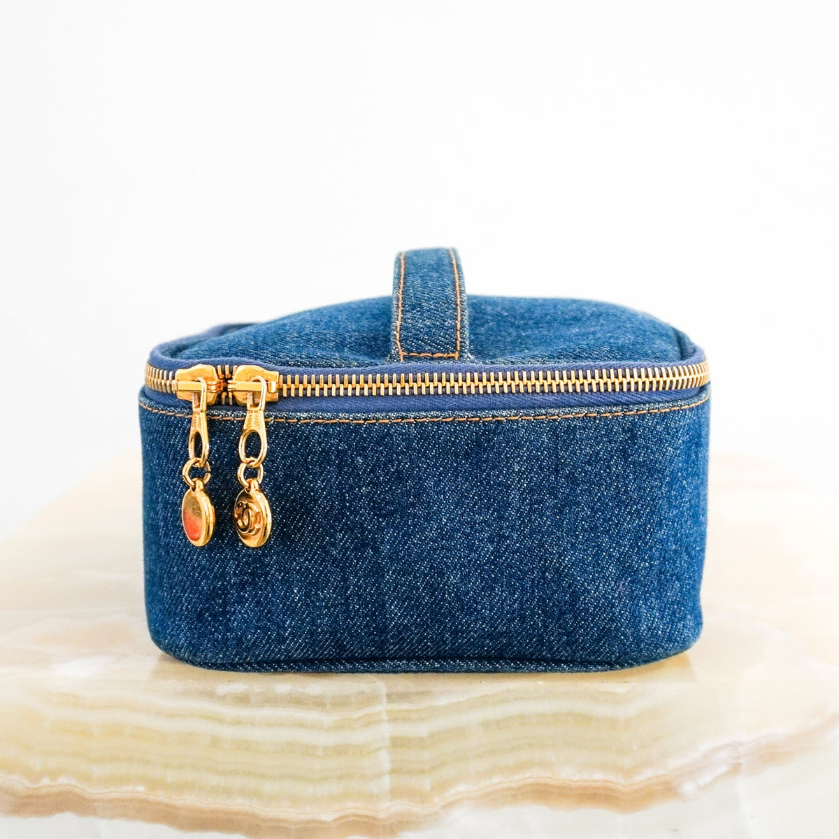 Chanel Vintage Blue Denim CC Logo Vanity Case | Authentic Preloved - Reloved Again