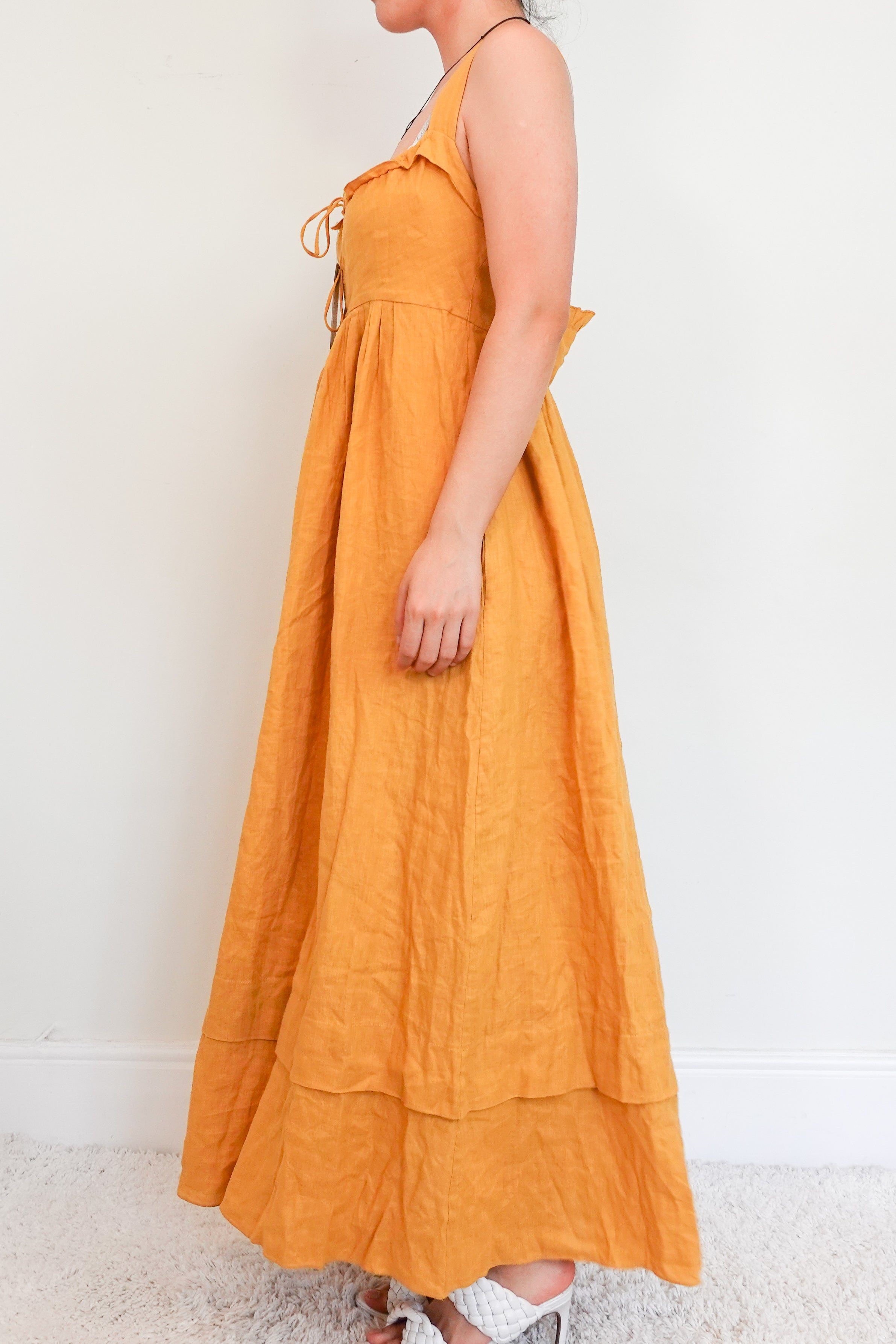 Three Graces Yellow linen maxi dress RRP £530