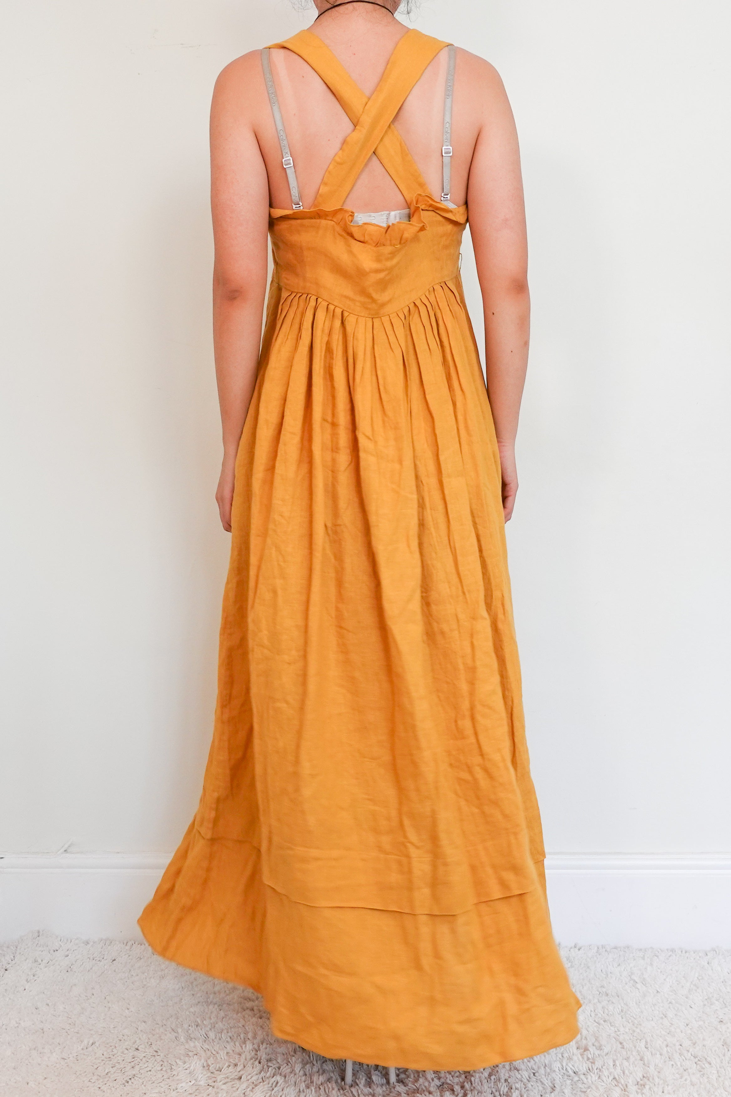 Three Graces Yellow linen maxi dress RRP £530