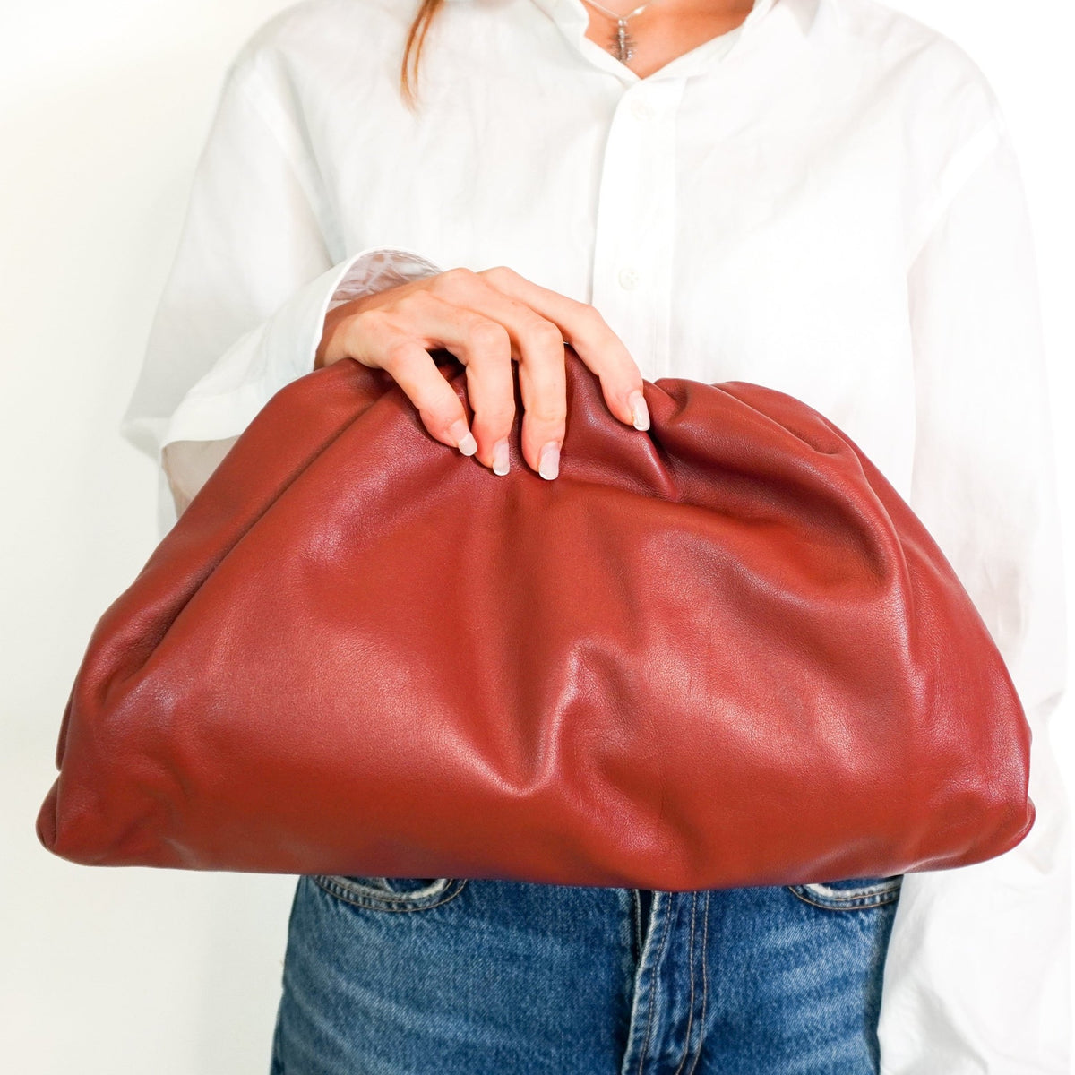 Bottega Oversized Cloud Clutch Rust (RRP £2600) | Authentic Preloved - Reloved Again