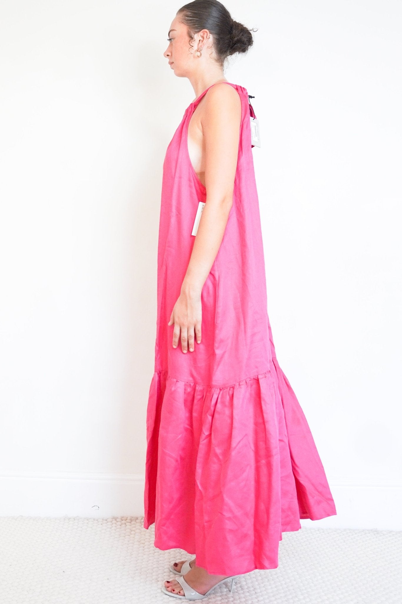 NEW Asceno Fuschia Halter Neck Maxi Dress (RRP £360) | Authentic Preloved - Reloved Again