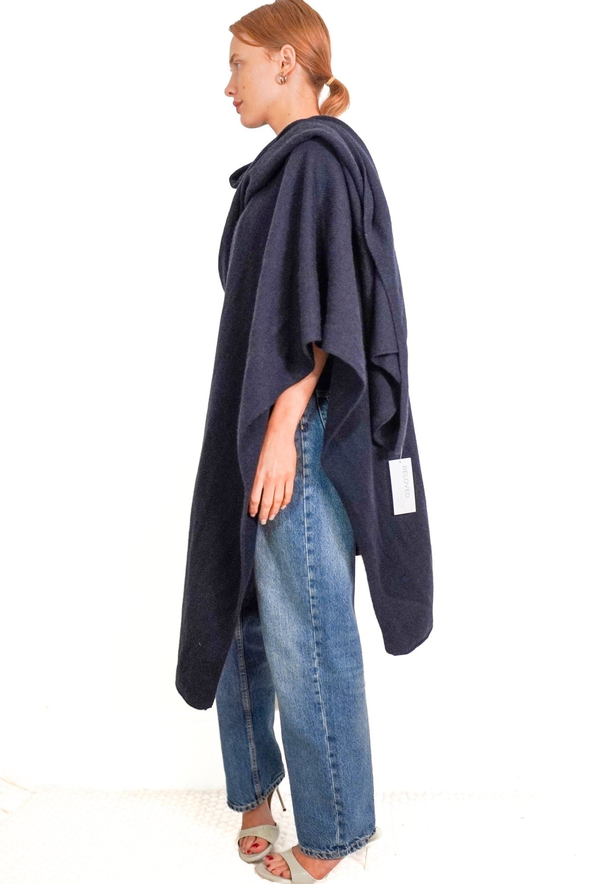 NWT Raey Navy Cashmere Poncho (RRP £700) | Authentic Preloved - Reloved Again