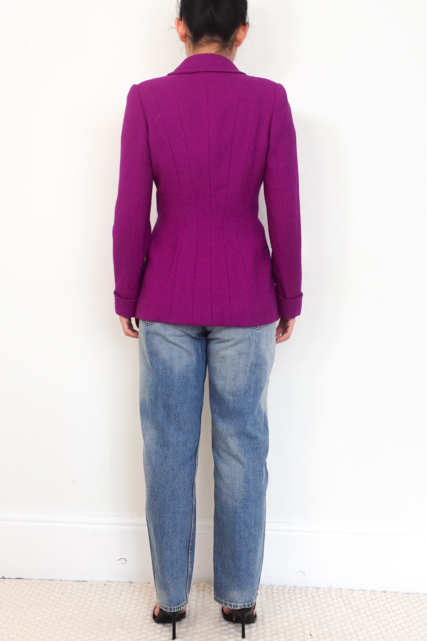 Chanel Purple Bouclé Skirt Suit – 1995 Karl Lagerfeld Era RRP £4000 | Vintage & Authentic - Reloved Again