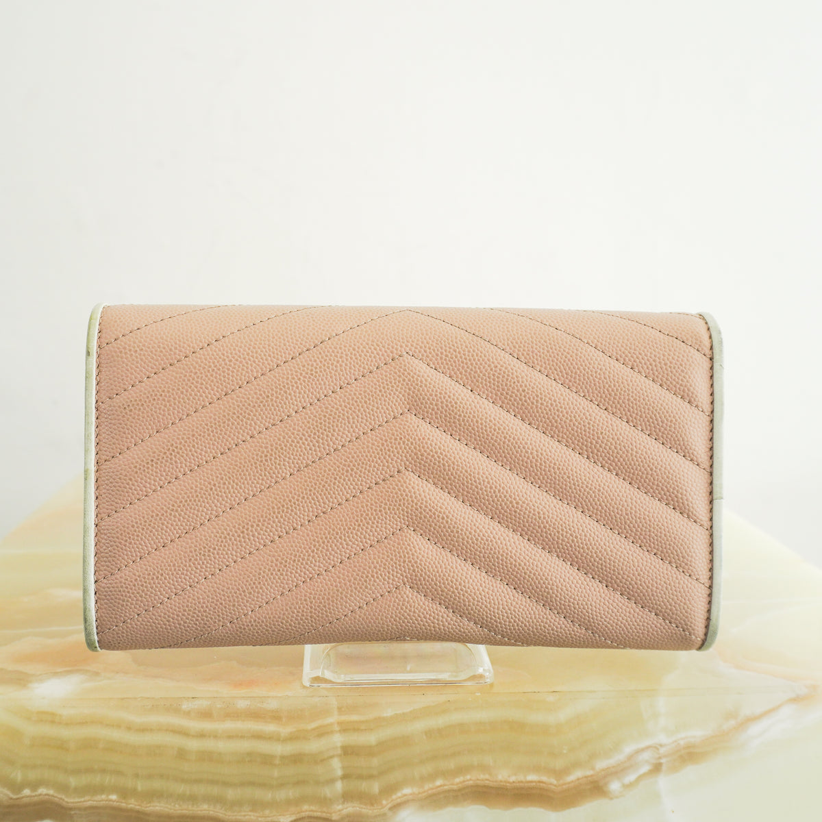 Saint Laurent Blush Grain Envelope Wallet (RRP £1100) | Authentic Preloved