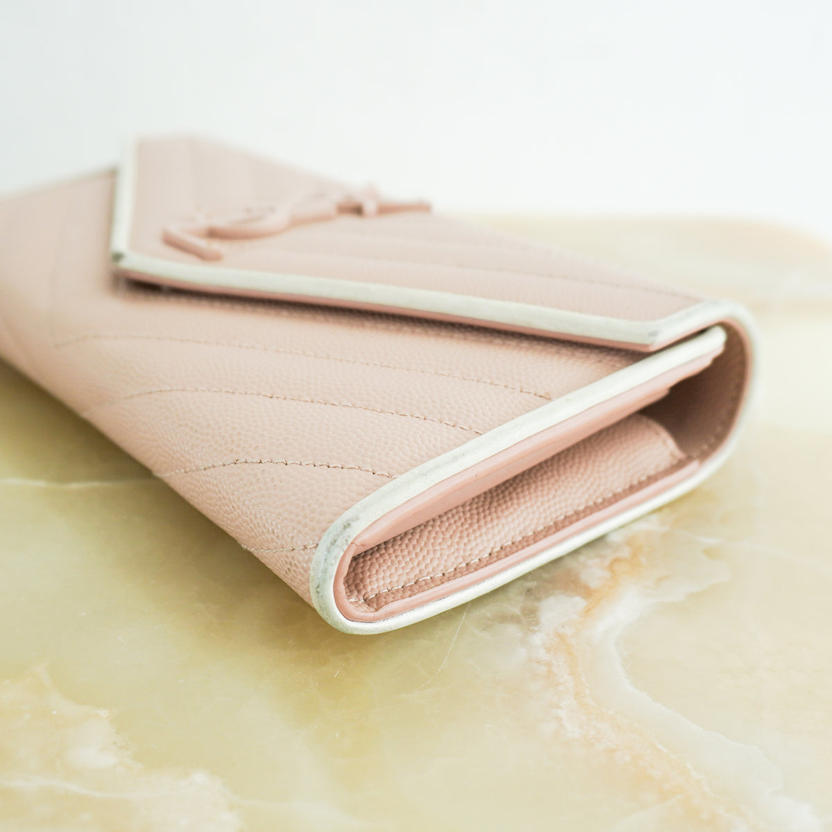 Saint Laurent Blush Grain Envelope Wallet (RRP £1100) | Authentic Preloved