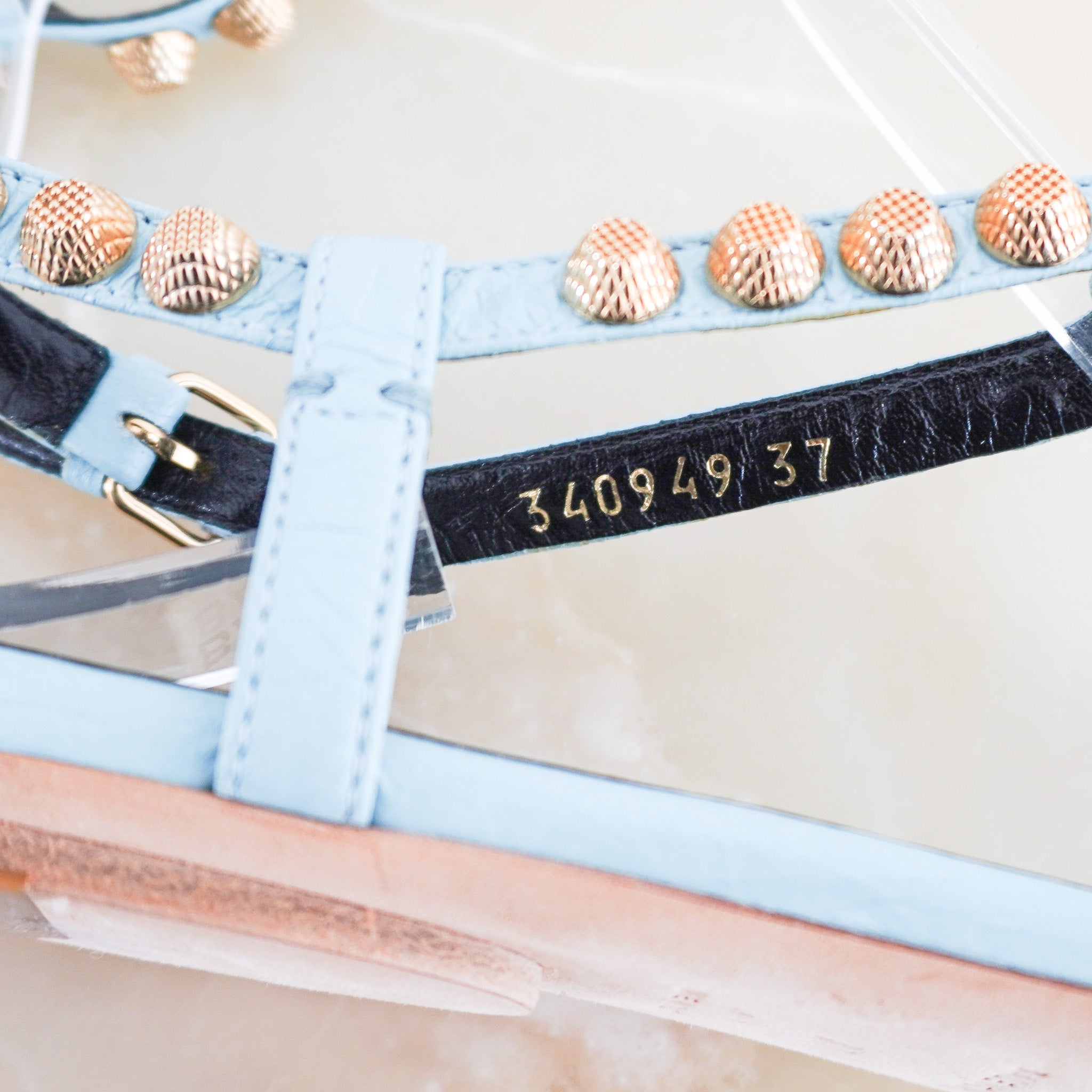 Balenciaga Blue Arena Studded Sandals (RRP £450) | Authentic Preloved - Reloved Again