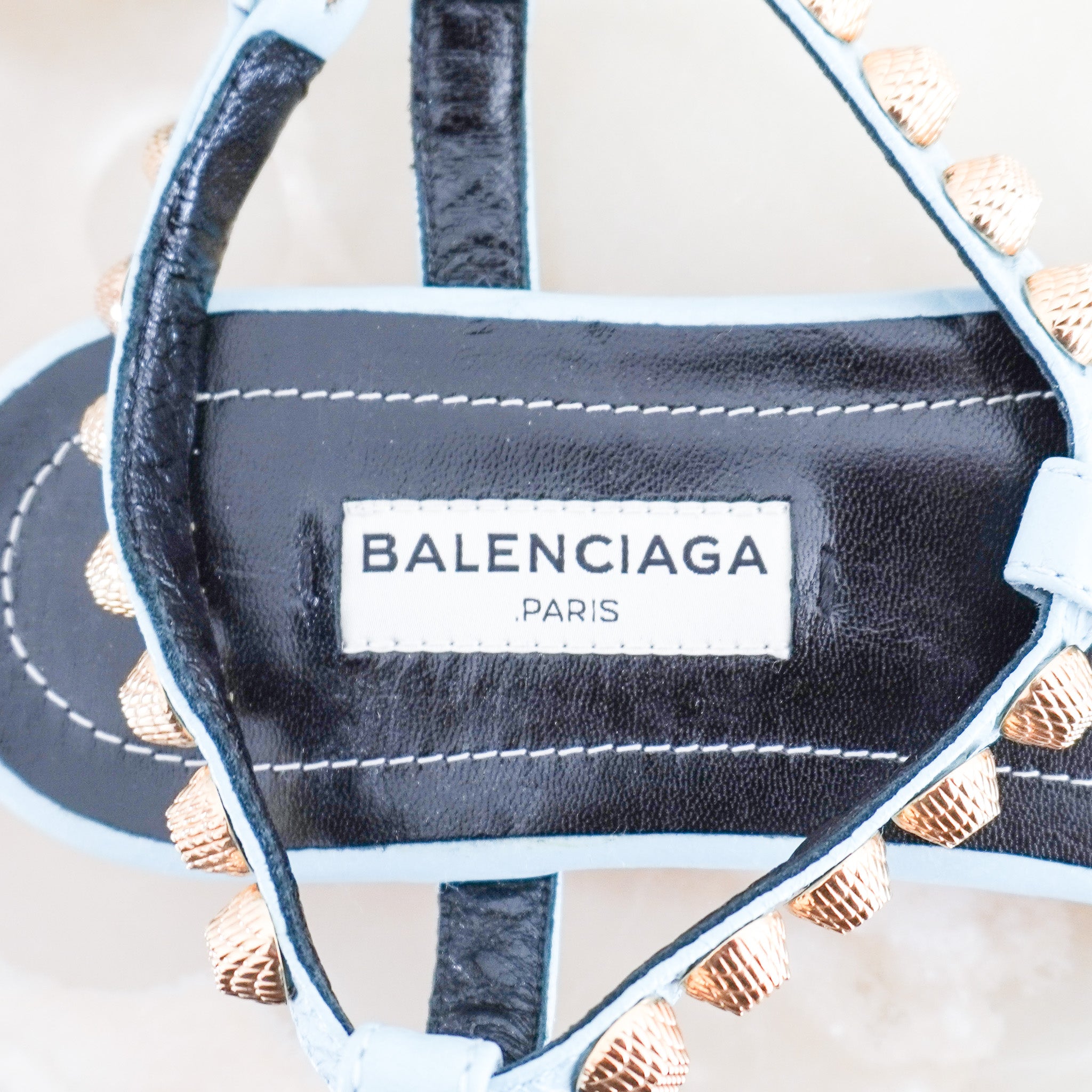 Balenciaga Blue Arena Studded Sandals (RRP £450) | Authentic Preloved - Reloved Again