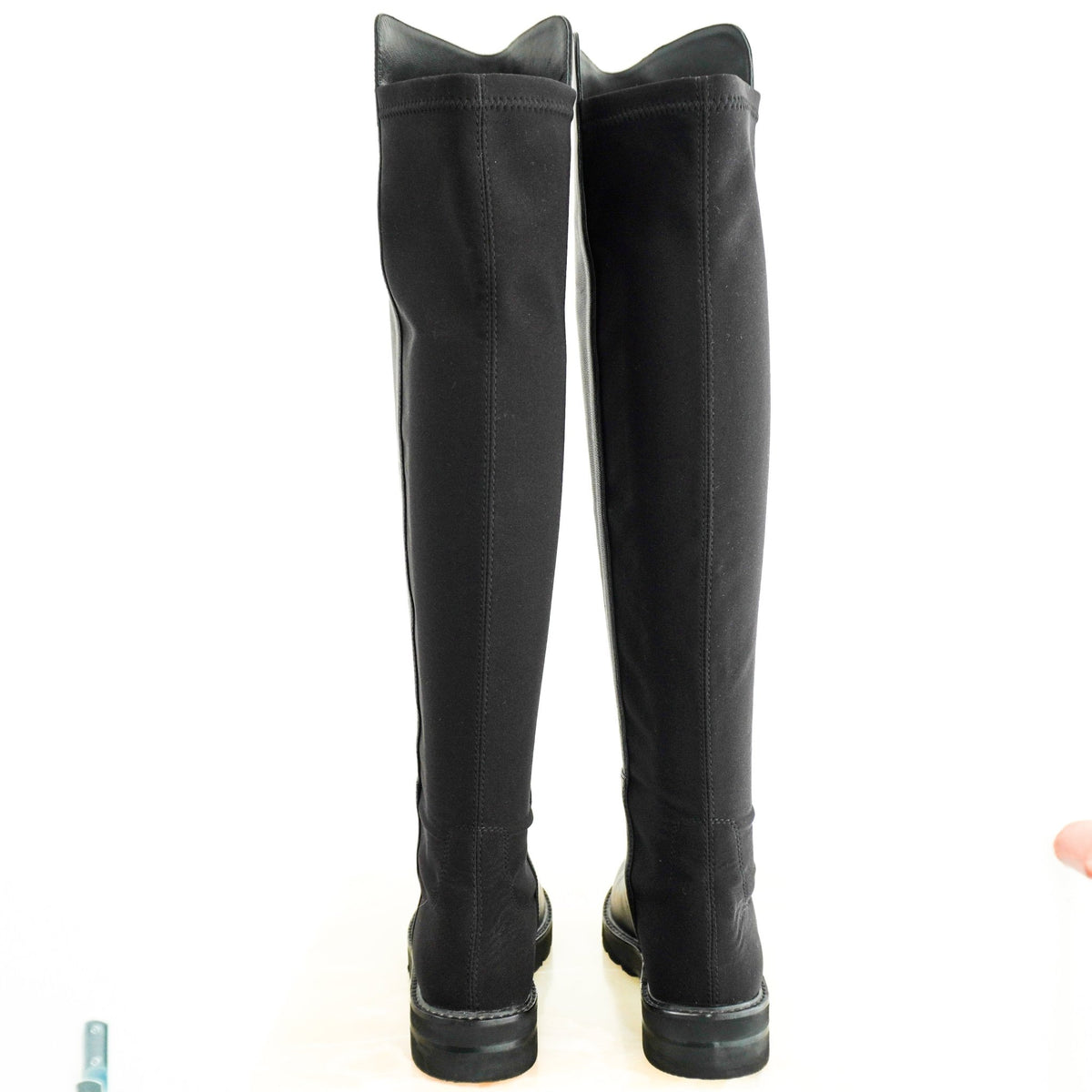 Stuart Weitzman 5050 Lift Black Leather Over-the-Knee Boots (RRP £750) | Authentic Preloved - Reloved Again