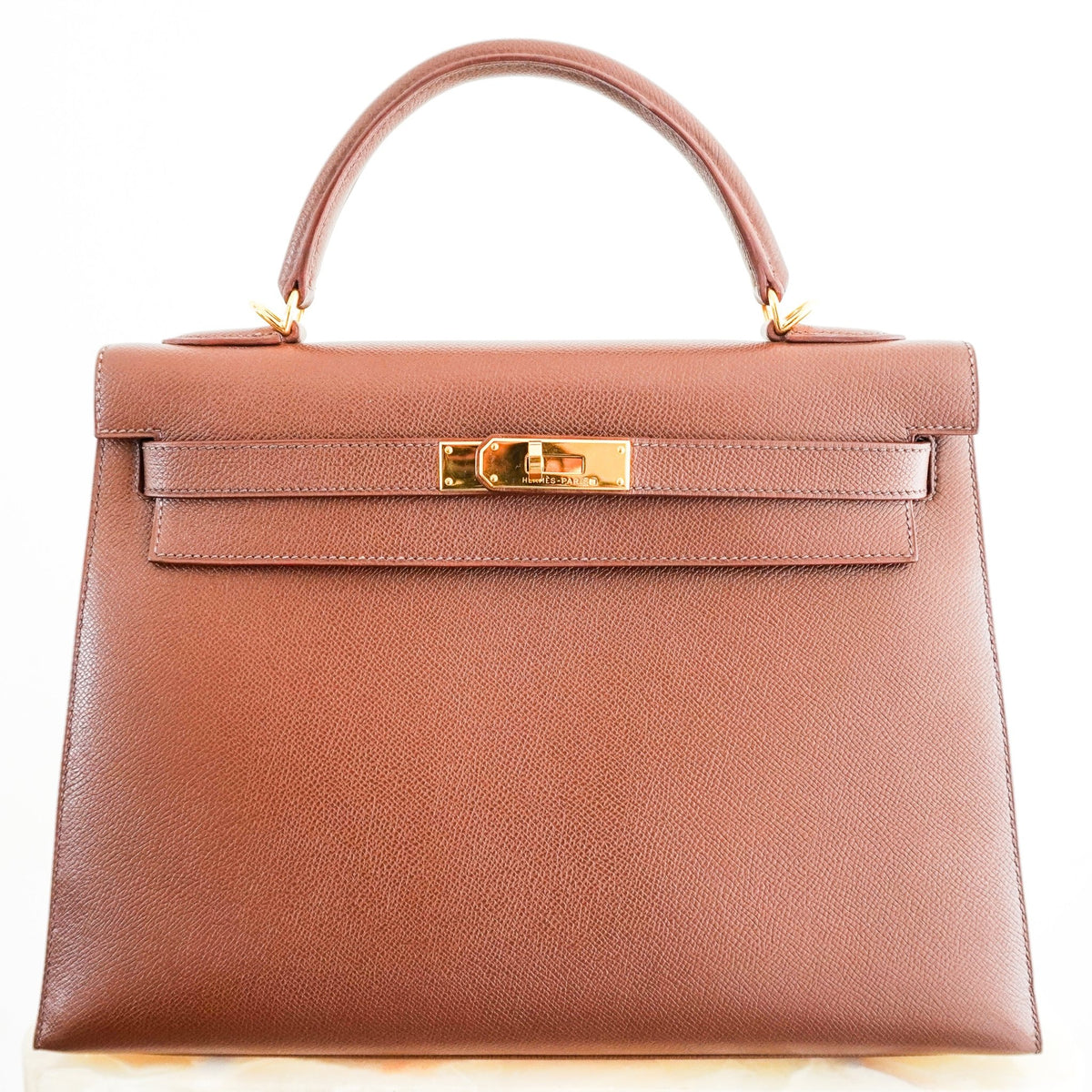 Hermes Kelly 32 Courchevel Havane Shoulder Bag Gold Hardware | Authentic Preloved - Reloved Again