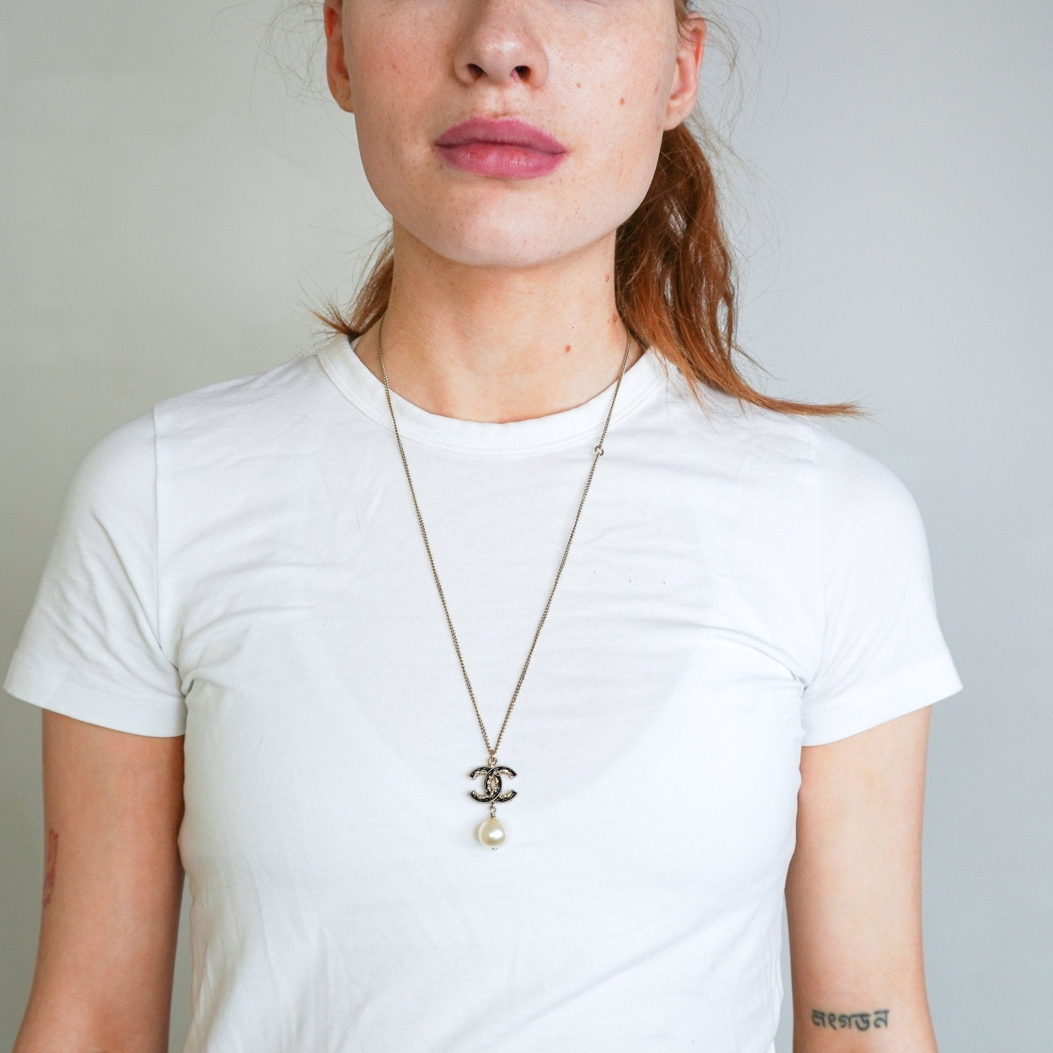 Chanel Single Pearl CC Gold Necklace | Authentic Preloved FINAL SALE - Reloved Again