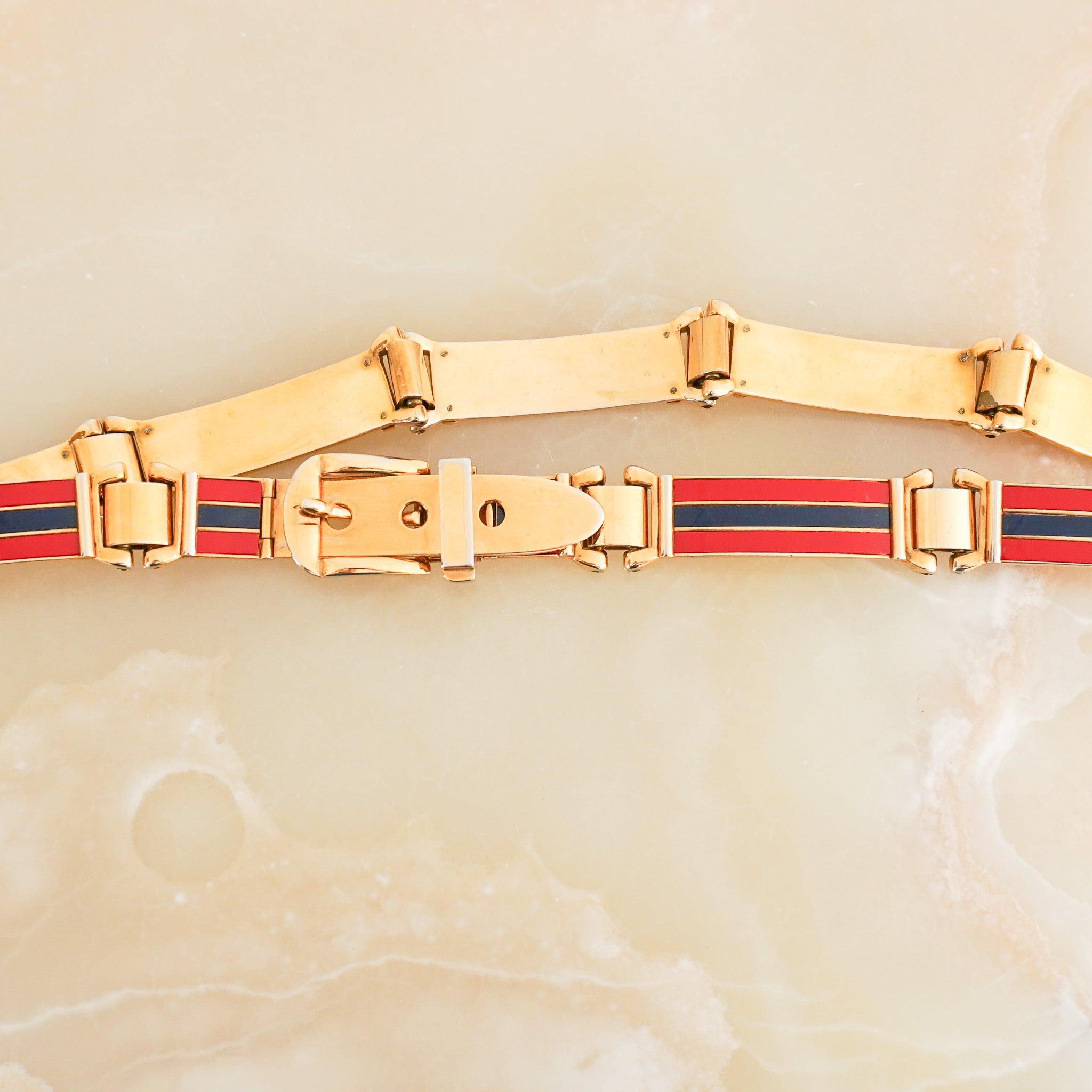 Gucci Vintage Striped Metal Link Belt RRP £595 | Authentic Preloved FINAL SALE - Reloved Again