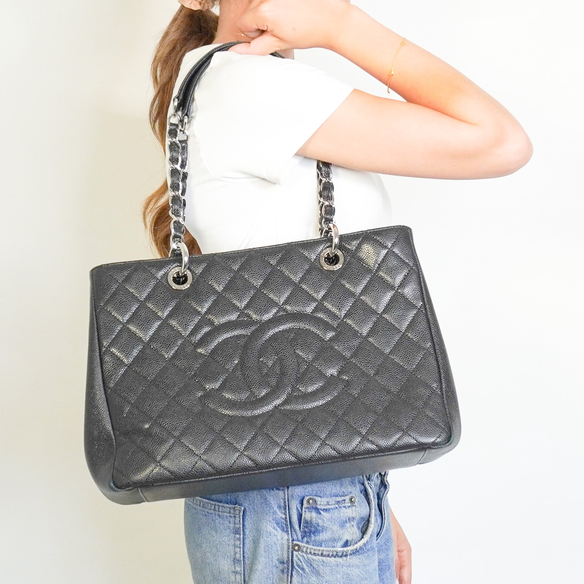 Chanel Grande Quilted Caviar Leather Black Shopper Tote RRP £5,200 | Authentic Preloved - Reloved Again