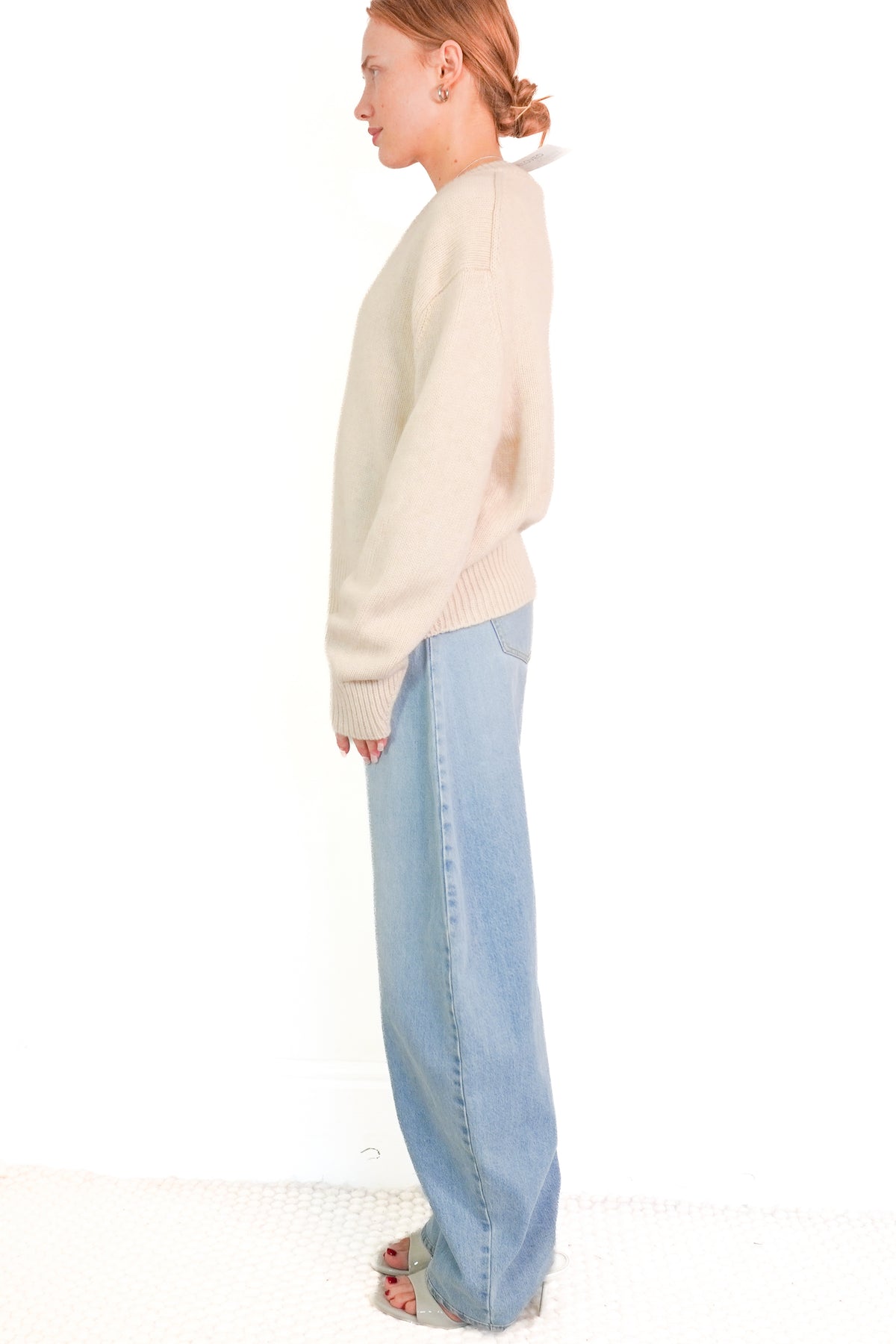 Almada Label Yara V-neck Vanilla Sweater (RRP £350) | Authentic Preloved