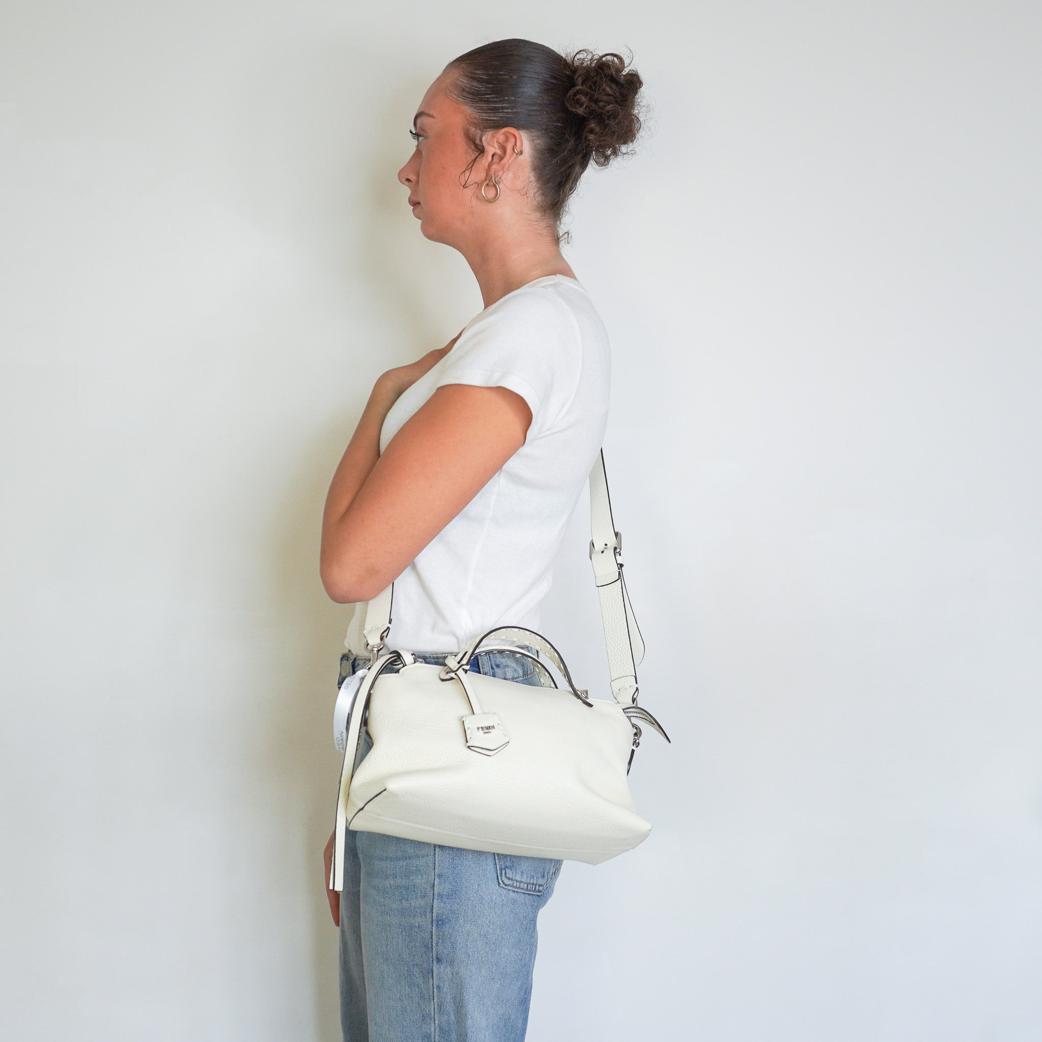CURRENT SEASON Fendi By The Way Soft Medium Selleria Tote in White (RRP £2100) | Authentic Preloved - Reloved Again