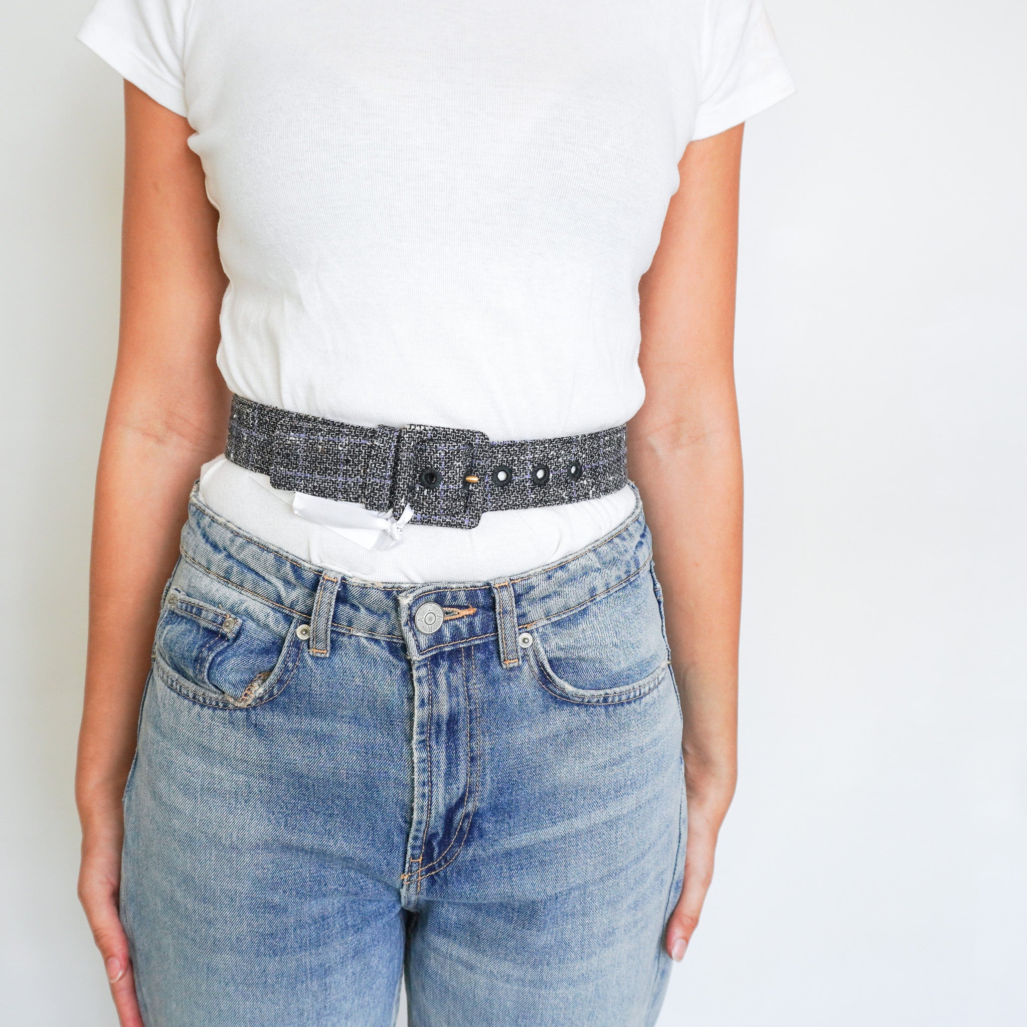 Saint Laurent Black Tweed & Leather Belt (RRP £400) | Authentic Preloved FINAL SALE - Reloved Again