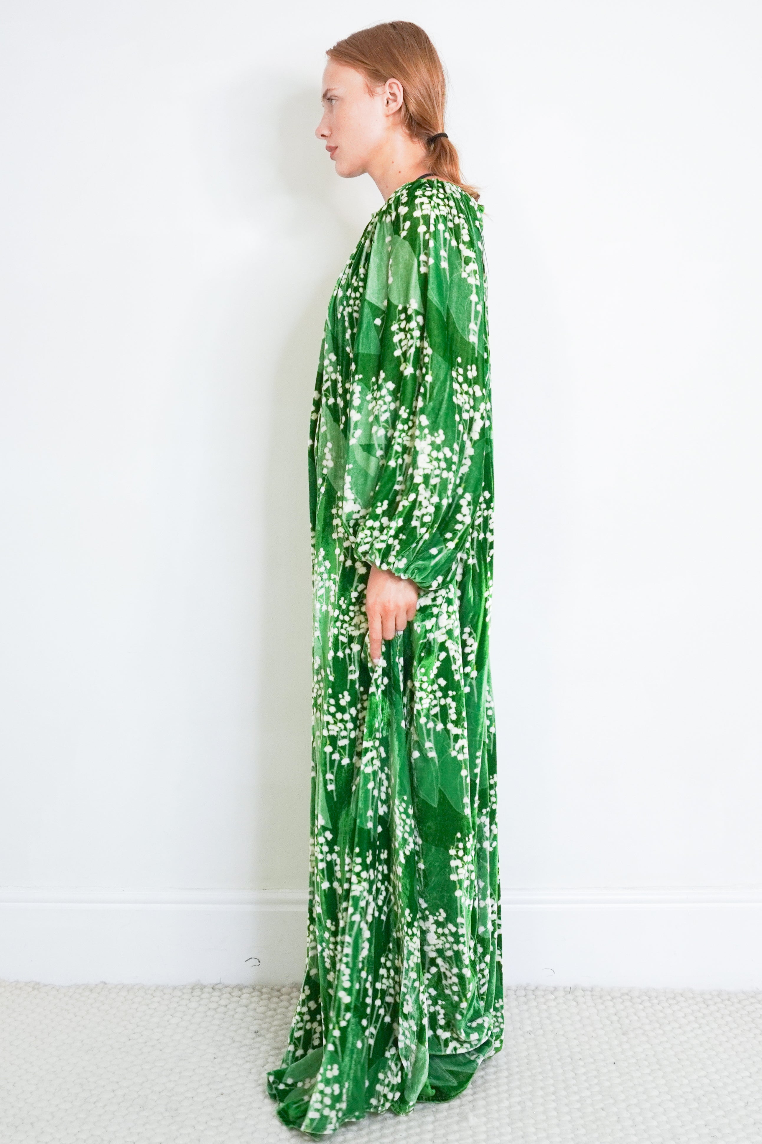 Bernadette Green Snowdrop Georgio Velvet Maxi Dress (RRP £750) | final sale no returns Authentic Preloved